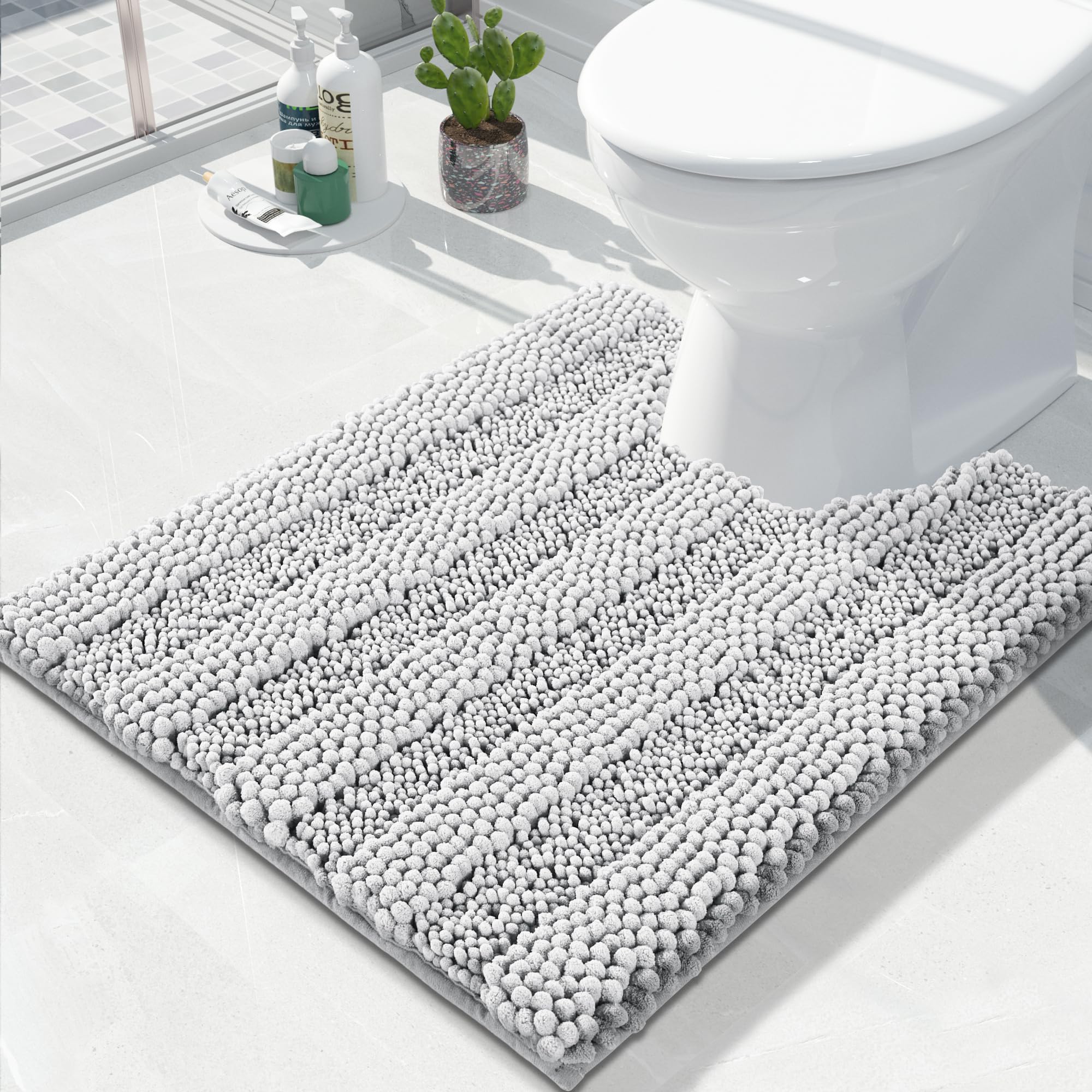 Non Slip and Super Absorbent Bath Mat,Machine Washable Quick Dry,Ultra Plush Chenille Shower Rugs for Bathroom Floor Sink Tub and Shower Outside