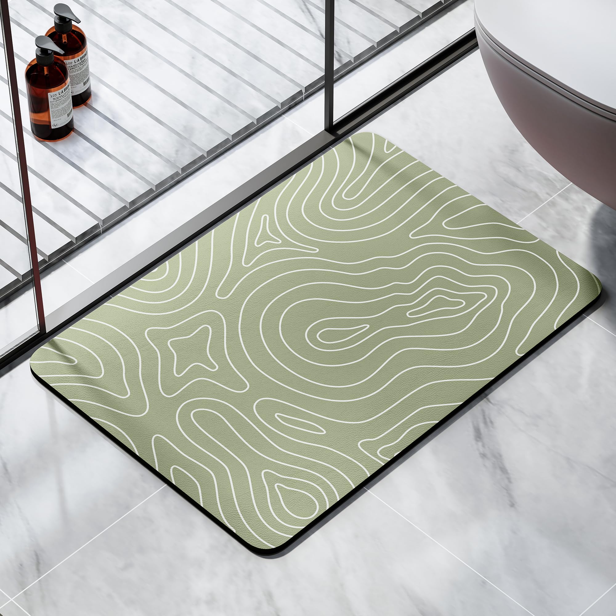 Super Absorbent Bath Mat Bathroom Rugs Washable Quick Dry Non Slip Bathroom Mats Soft Thin Diatomaceous Waterproof Rubber Backed Bath Rug Fit for Under Door Tub Shower Floor