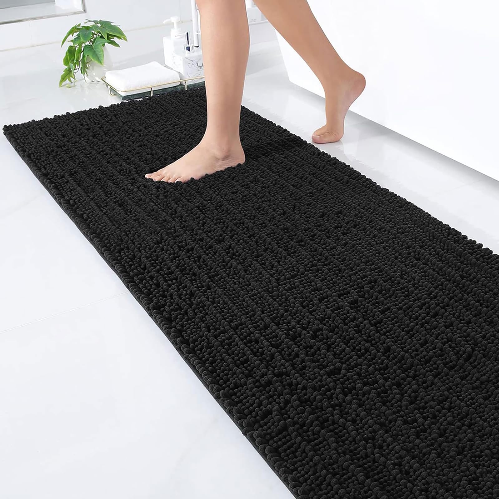 Luxury Chenille Bathroom Rug Mat, Extra Soft Thick Absorbent Shaggy Bath Rugs, Non-Slip Machine Wash Dry Plush Bath Mats for Bathroom, Shower, and Tub