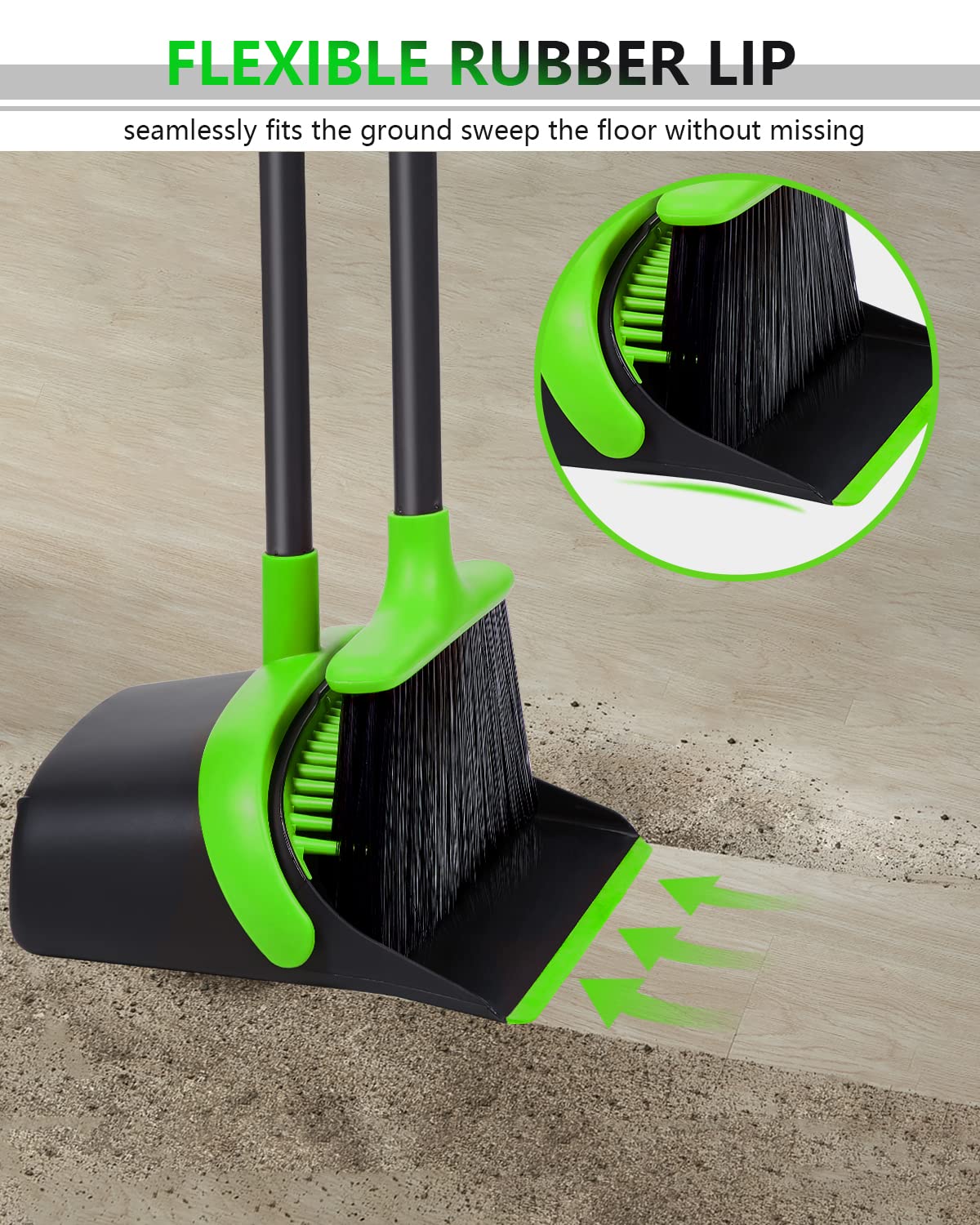 Broom and Dustpan, Broom and Dustpan Set for Home, Long Handle Broom with Dustpan, Broom and Dustpan Combo for Office Home Kitchen Lobby Floor Use Dustpan and Broom Set