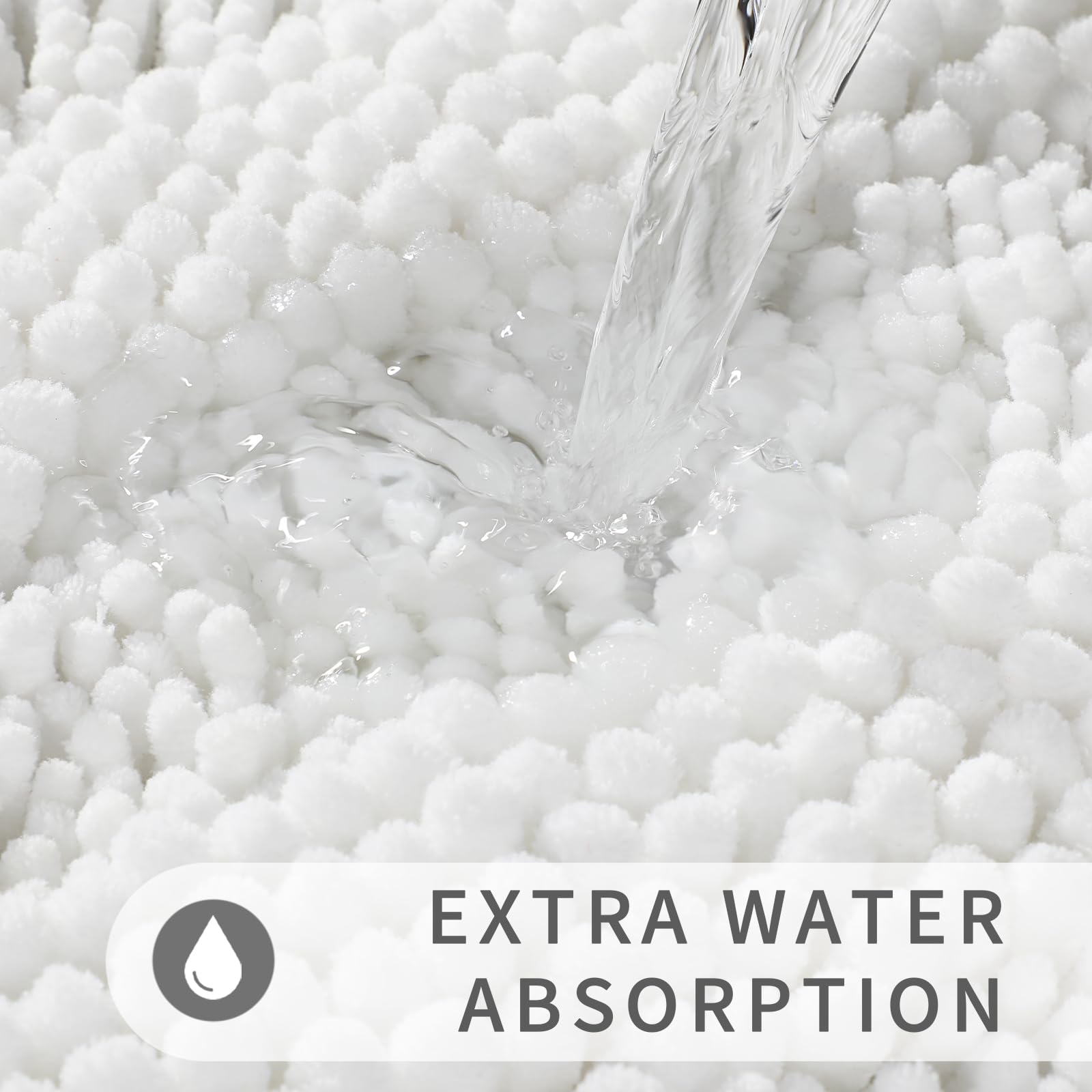 Non Slip and Super Absorbent Bath Mat,Machine Washable Quick Dry,Ultra Plush Chenille Shower Rugs for Bathroom Floor Sink Tub and Shower Outside