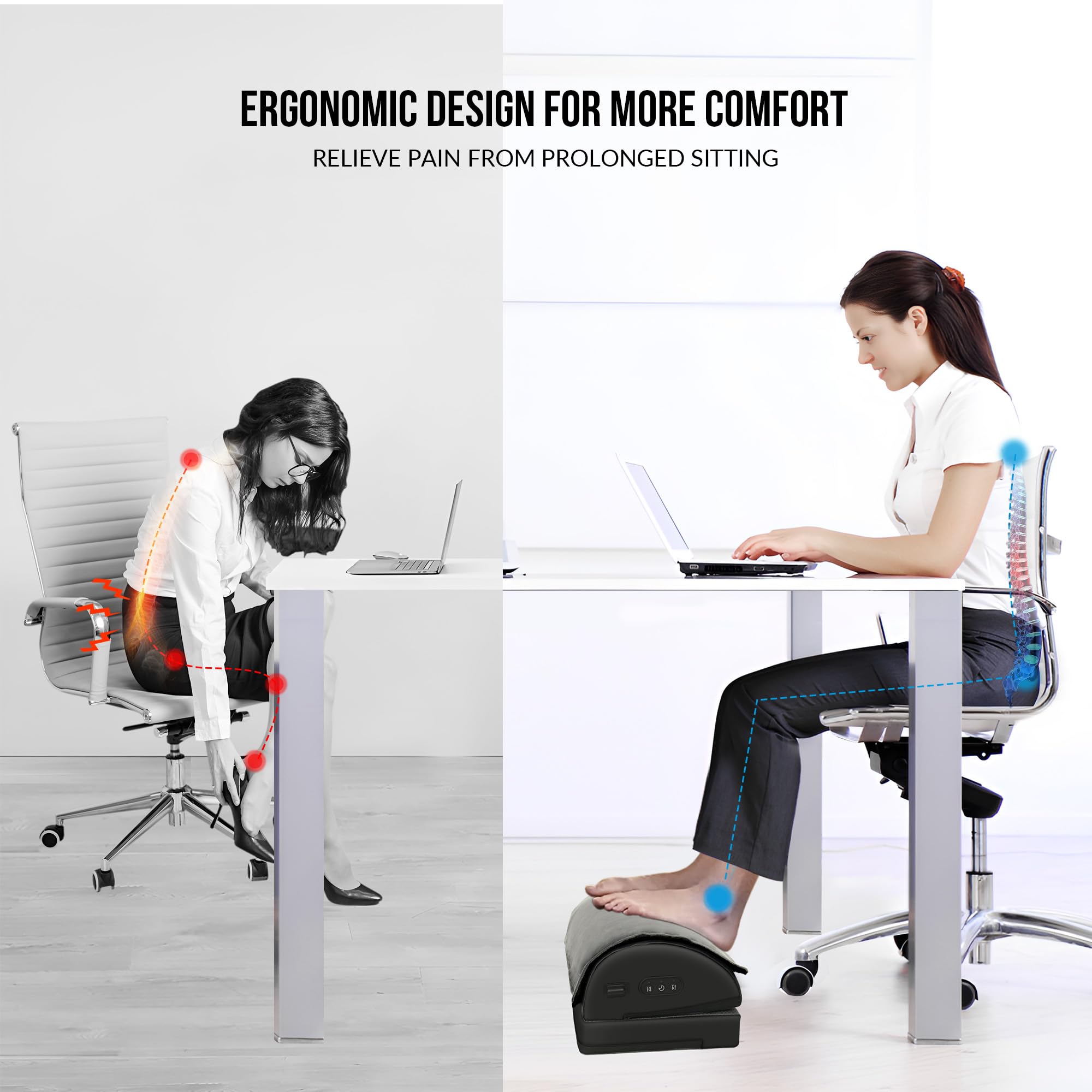 改Snailax Foot Rest Under Desk at Work, Heated Under Desk Foot Stool with Double Layer Adjustable Height, Feet Warmer with Vibration Massage, Ergonomic Gaming Home Footstool for Lumbar Back Knee Pain