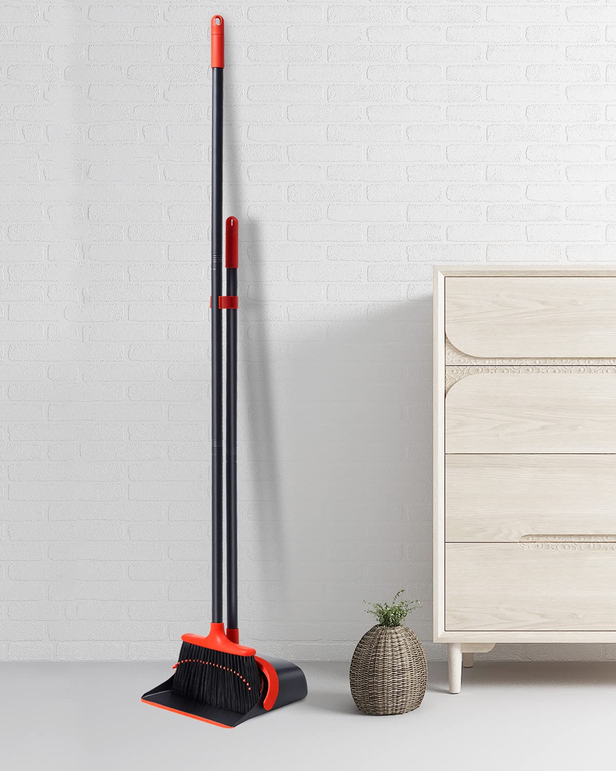 改Broom and Dustpan, Broom and Dustpan Set for Home, Long Handle Broom with Dustpan, Broom and Dustpan Combo for Office Home Kitchen Lobby Floor Use Dustpan and Broom Set