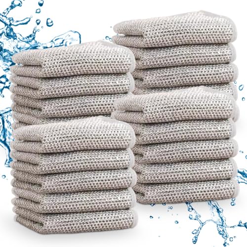 Multipurpose Wire Dishwashing Rags for Wet and Dry, 2023 New Multifunctional Non Scratch Metal Wire Dishcloth, Reusable Premium Metal Scrubbing Pads Sponge Clean for Home Kitchen Cooktop (5PCS)