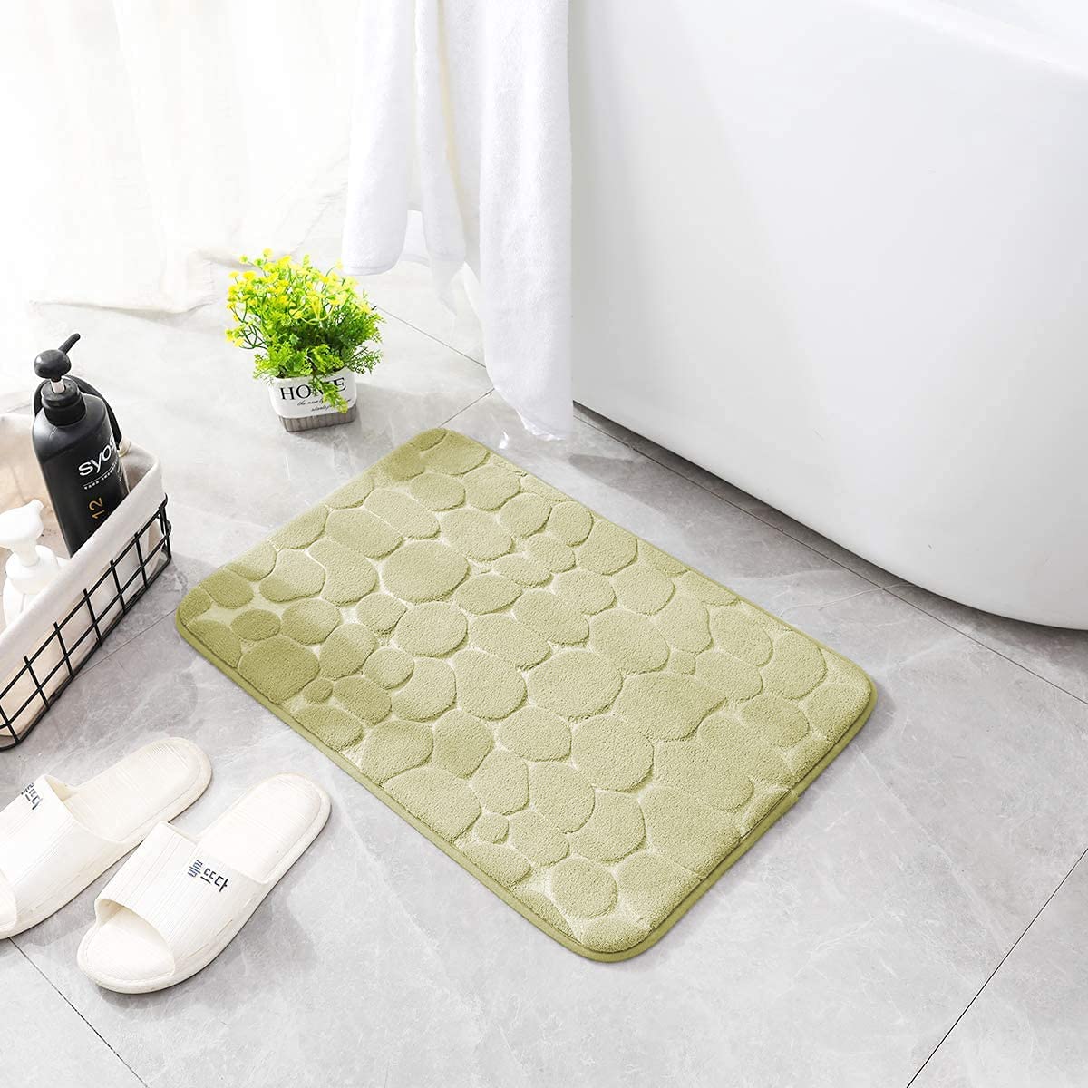 Memory Foam Bath Mat Cobblestone Bathroom Rugs Super Water Absorbent Machine Washable Bath Rugs