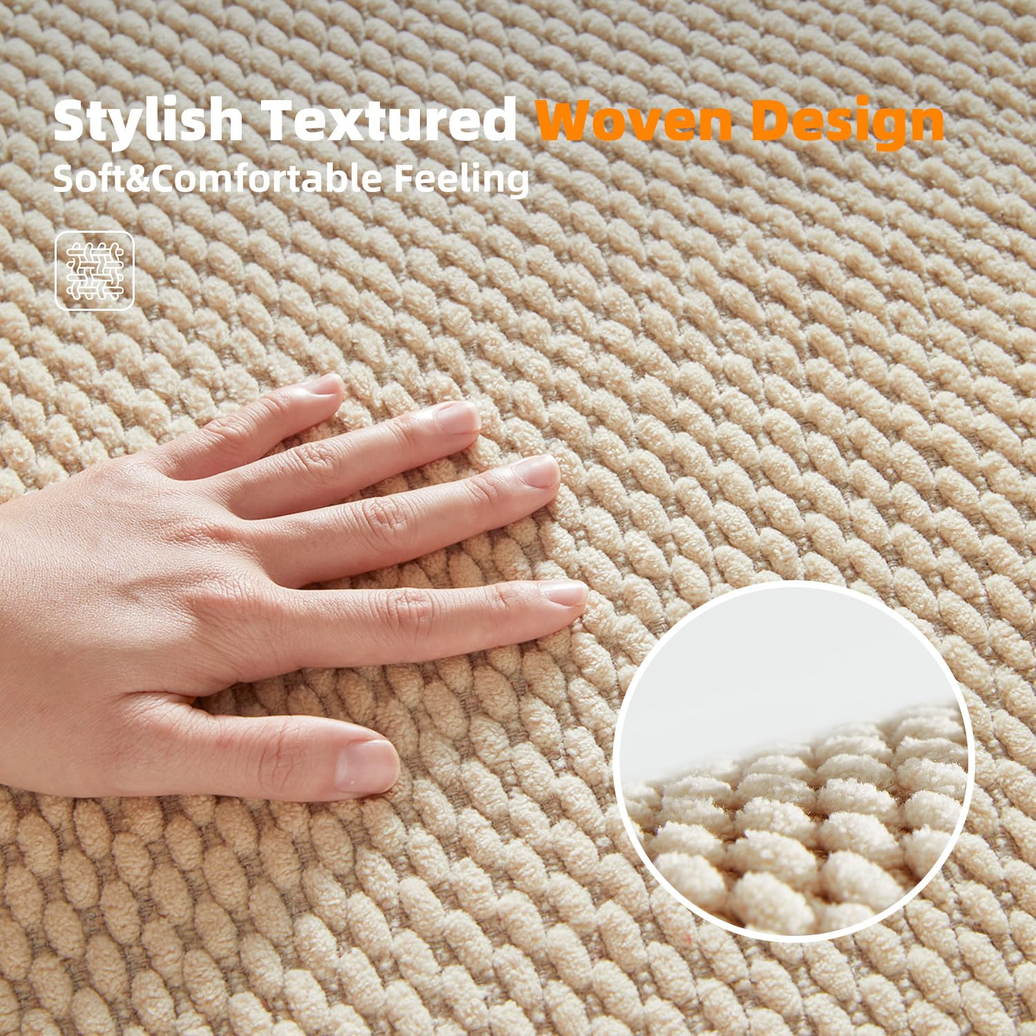 改Bathroom Toilet Rug, Chenille Bathroom Mat for Toilet Mat, Non Slip Absorbent Bath Rug, Washable U Shap Mat Contour Bath Rugs for Toilet Base Khaki 20"*24"