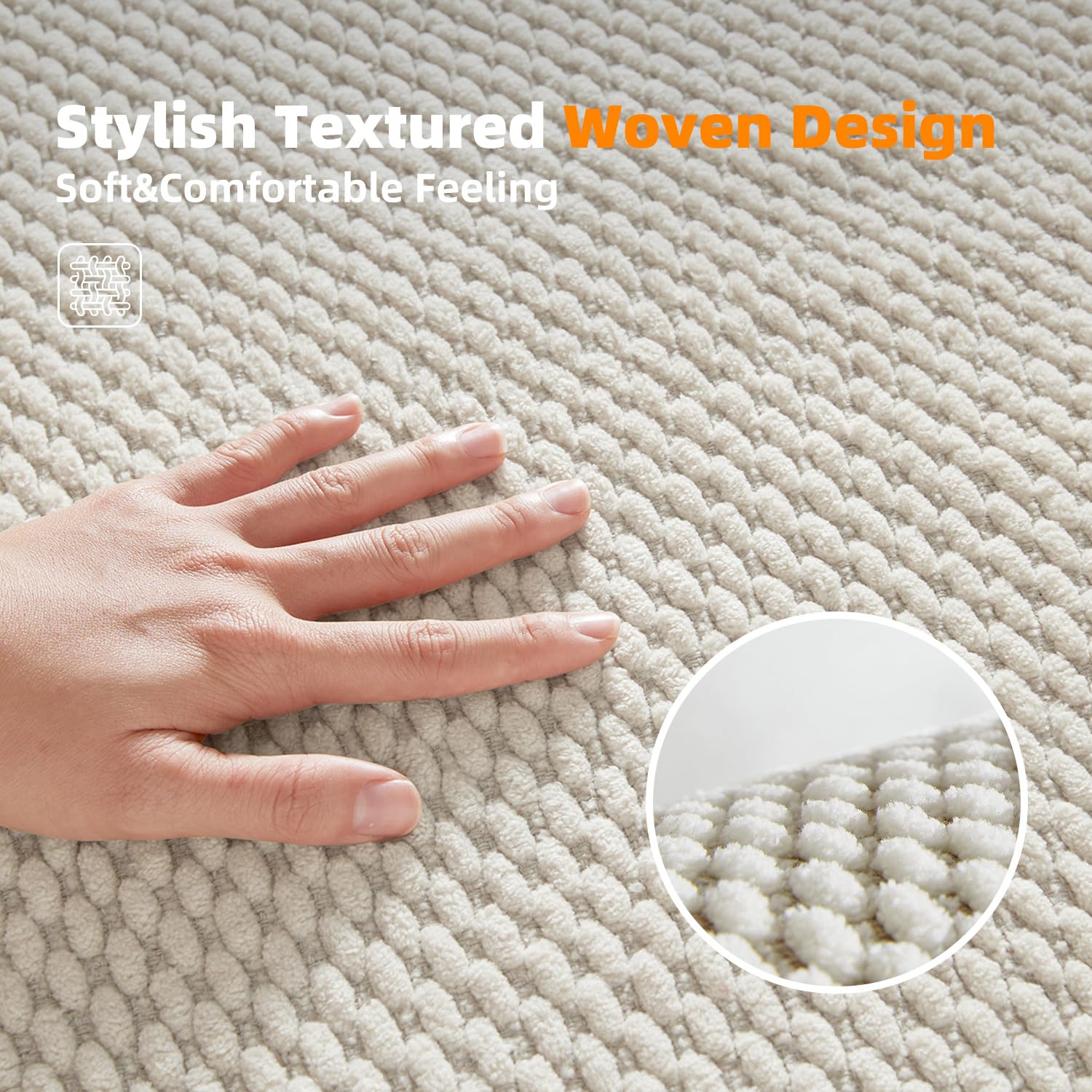 改Bathroom Toilet Rug, Chenille Bathroom Mat for Toilet Mat, Non Slip Absorbent Bath Rug, Washable U Shap Mat Contour Bath Rugs for Toilet Base Khaki 20"*24"