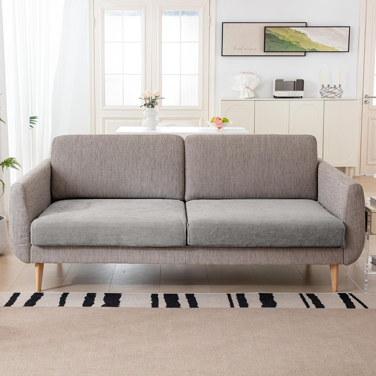 Couch Cushion Covers Individual Large Super Stretch Chenille (Sturdier Version) Sofa Cushion Covers, Couch Seat Covers Couch Slipcovers Furniture Protector (3 Piece Seat Cushion Covers)