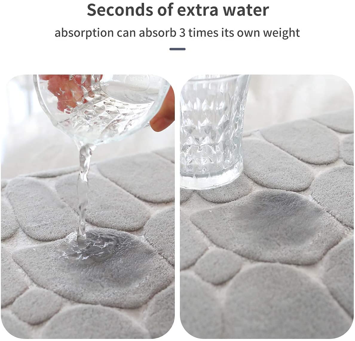 Memory Foam Bath Mat Cobblestone Bathroom Rugs Super Water Absorbent Machine Washable Bath Rugs