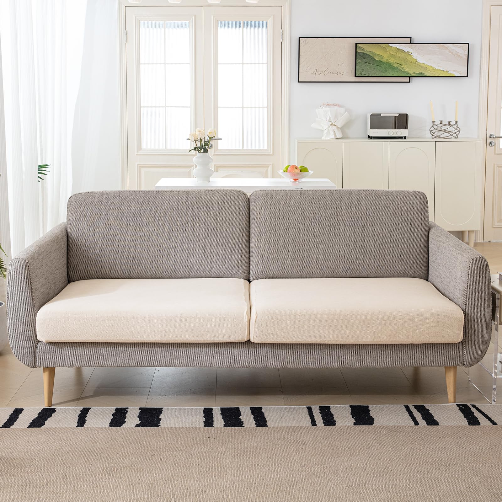 Couch Cushion Covers Individual Large Super Stretch Chenille (Sturdier Version) Sofa Cushion Covers, Couch Seat Covers Couch Slipcovers Furniture Protector (3 Piece Seat Cushion Covers)