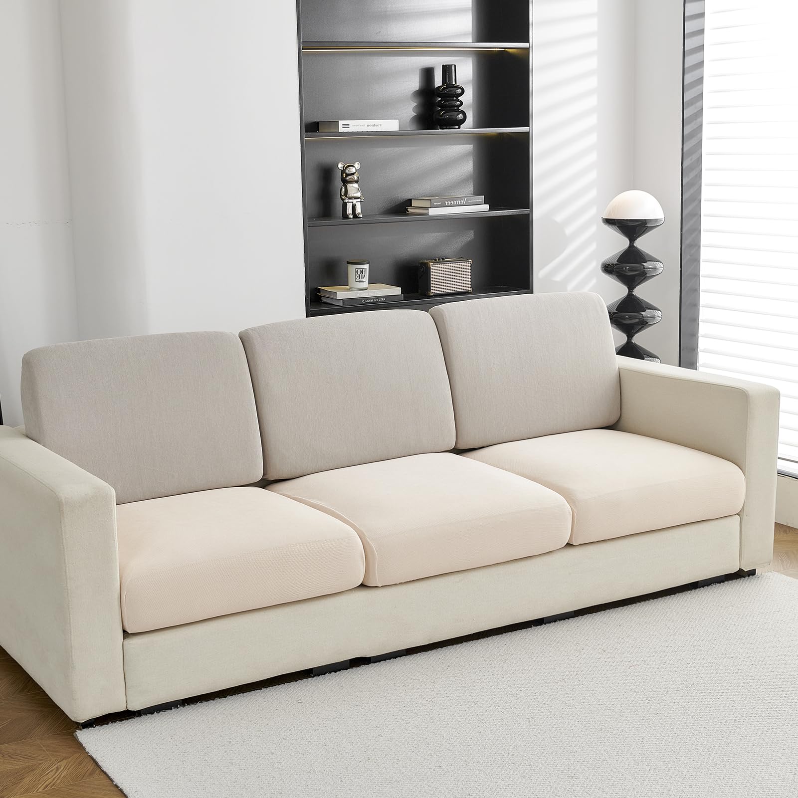 Couch Cushion Covers Individual Large Super Stretch Chenille (Sturdier Version) Sofa Cushion Covers, Couch Seat Covers Couch Slipcovers Furniture Protector (3 Piece Seat Cushion Covers)
