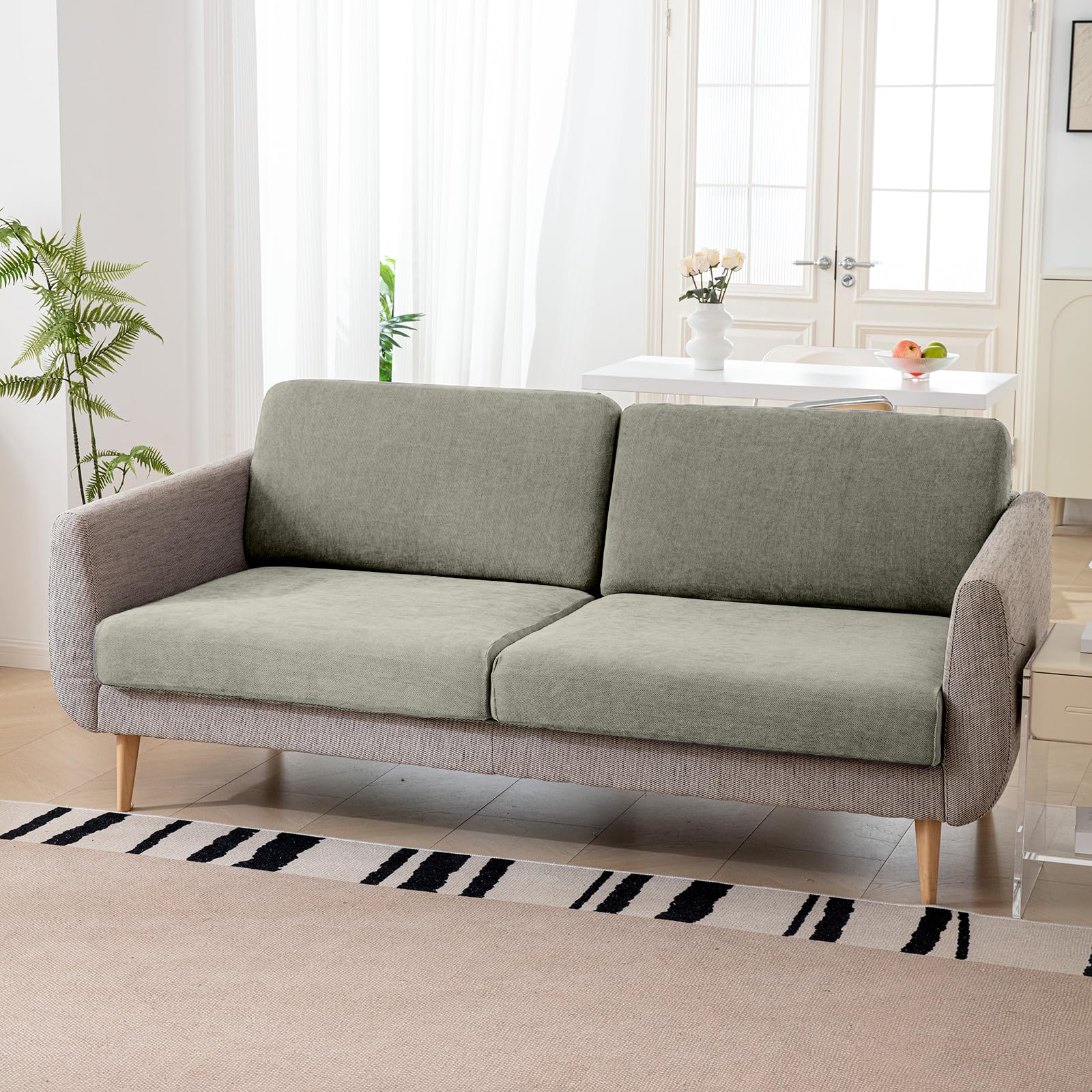 改Couch Cushion Covers Individual Large Super Stretch Chenille (Sturdier Version) Sofa Cushion Covers, Couch Seat Covers Couch Slipcovers Furniture Protector (3 Piece Seat Cushion Covers, Grey)