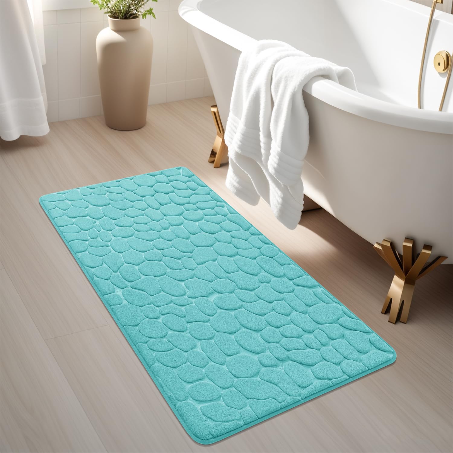 Memory Foam Bath Mat Cobblestone Bathroom Rugs Super Water Absorbent Machine Washable Bath Rugs