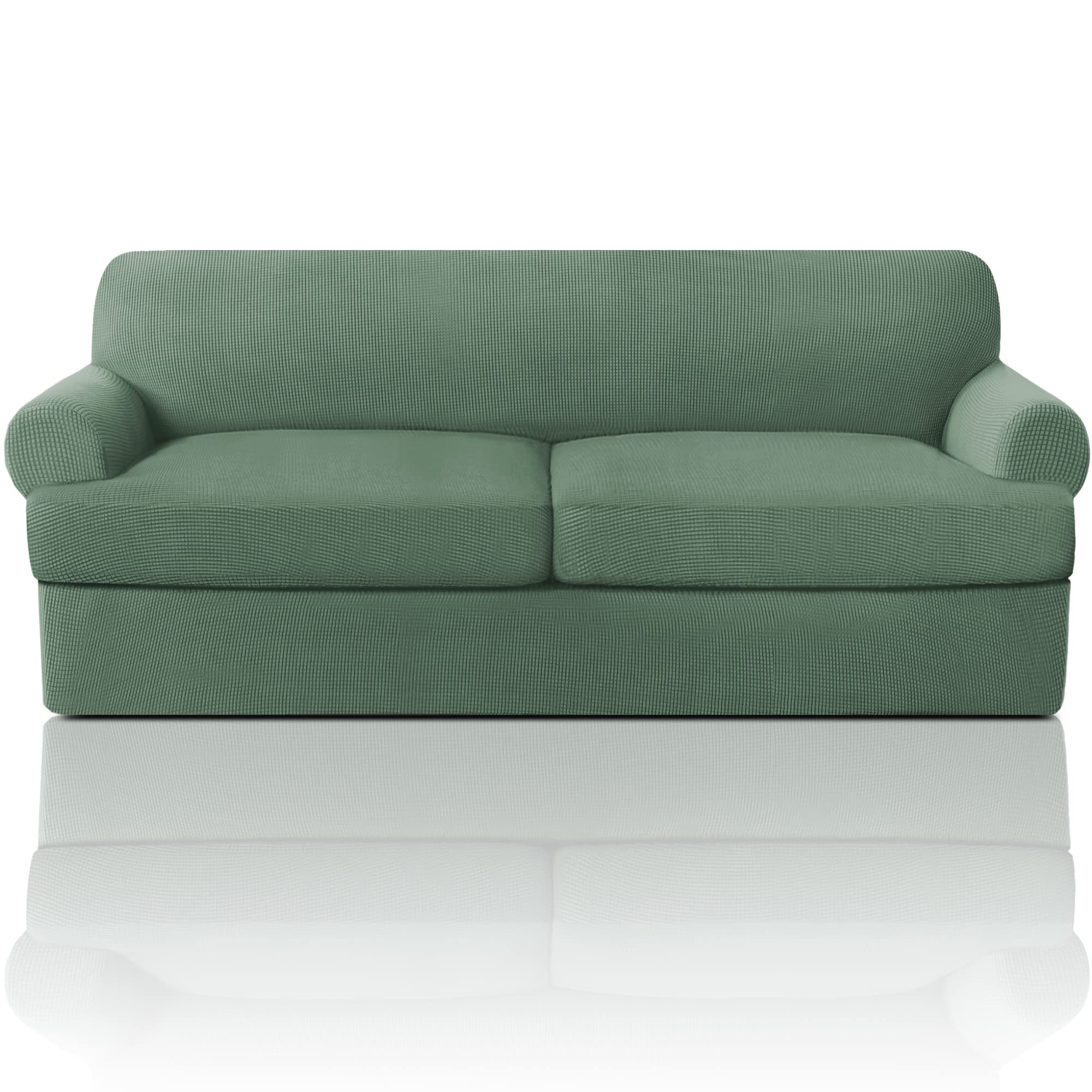 T Cushion Sofa Slipcover 4 Pieces Sofa Covers for T Cushion Shape Seat Covers Machine Washable, Sand