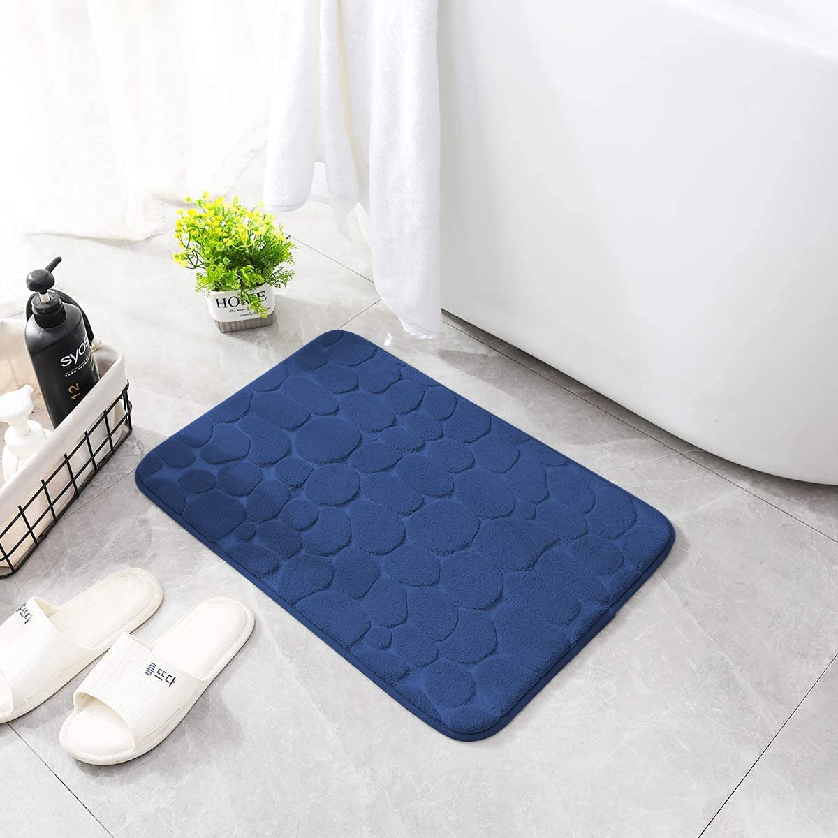 Memory Foam Bath Mat Cobblestone Bathroom Rugs Super Water Absorbent Machine Washable Bath Rugs