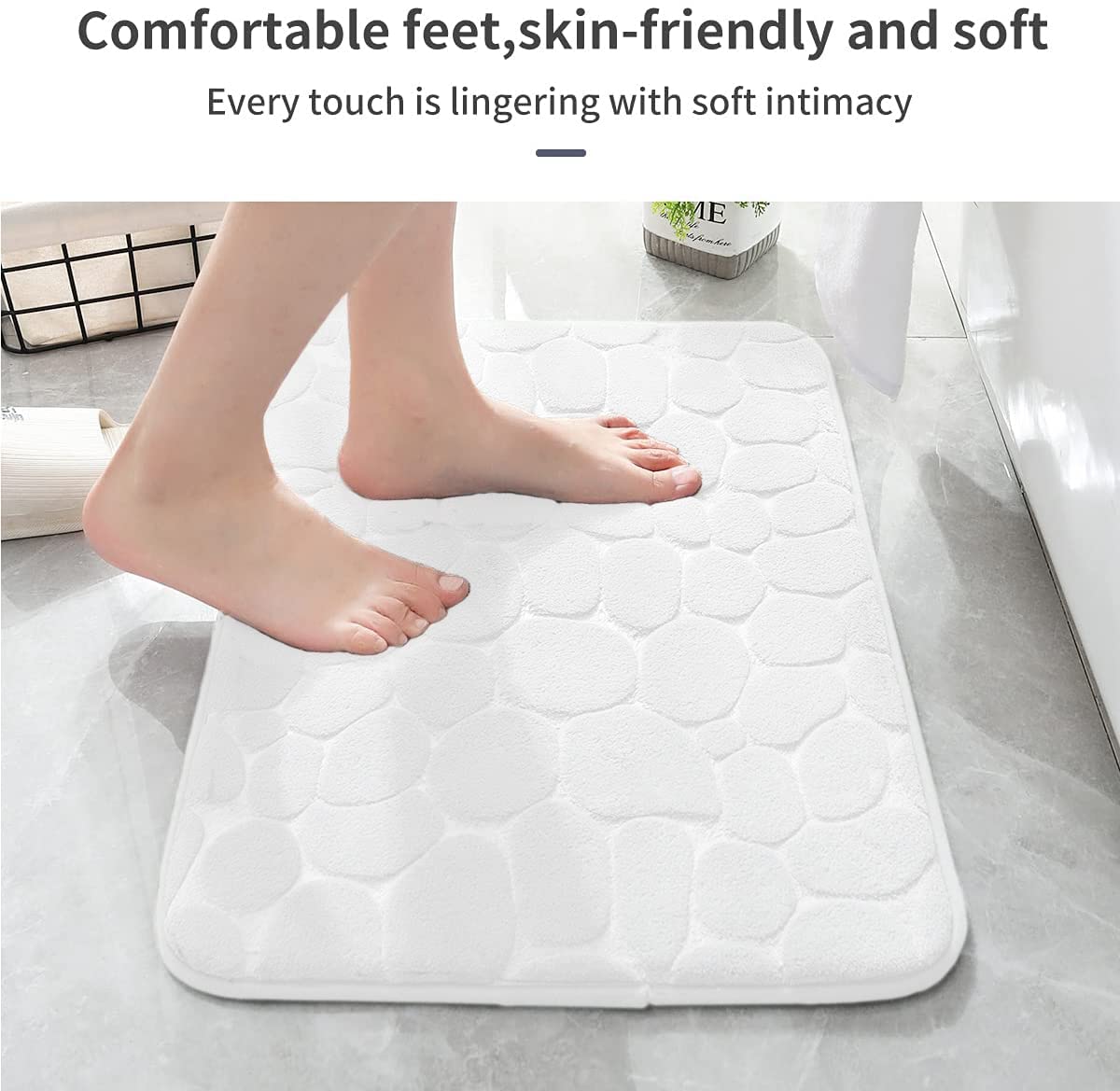 Memory Foam Bath Mat Cobblestone Bathroom Rugs Super Water Absorbent Machine Washable Bath Rugs
