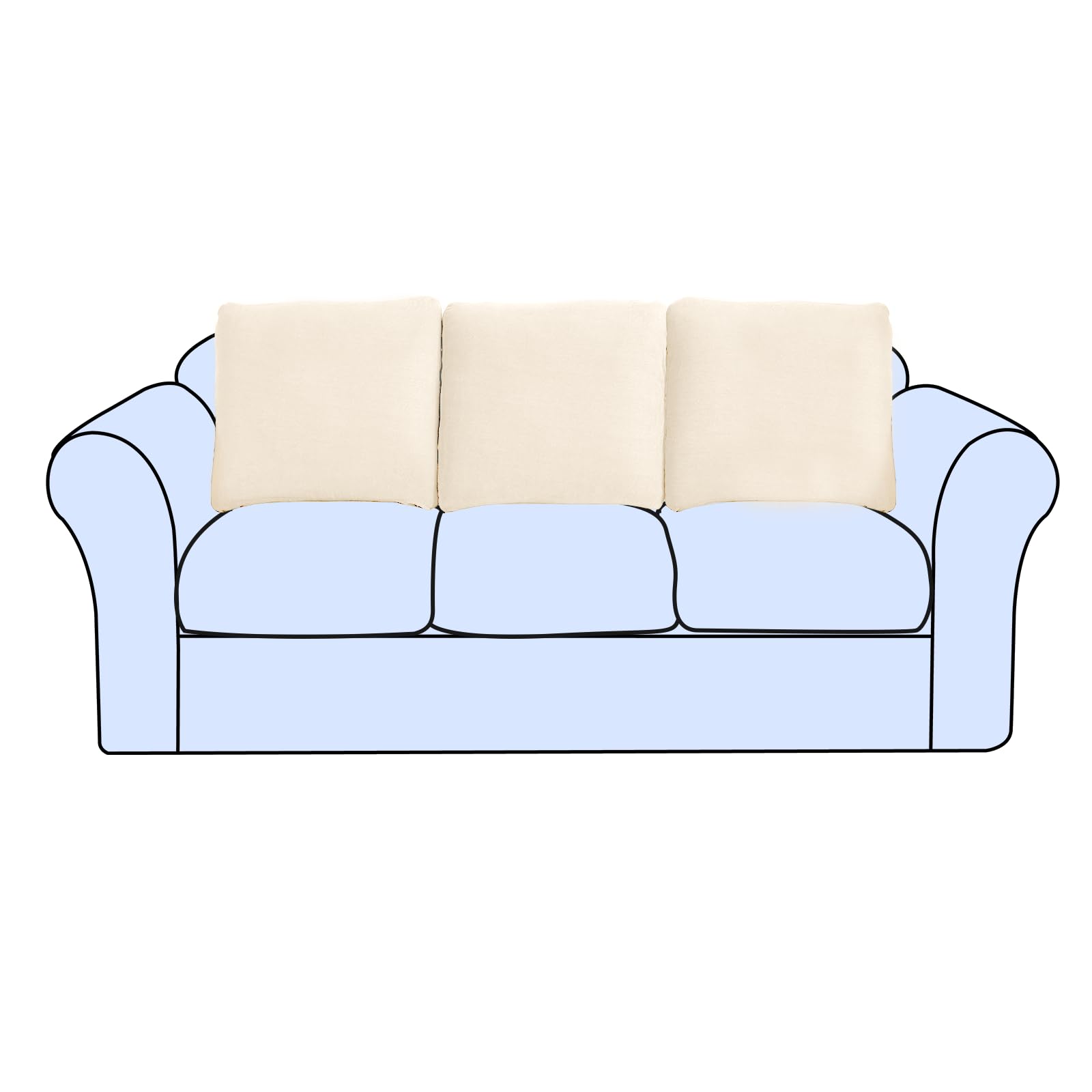Couch Cushion Covers Individual Large Super Stretch Chenille (Sturdier Version) Sofa Cushion Covers, Couch Seat Covers Couch Slipcovers Furniture Protector (3 Piece Seat Cushion Covers)