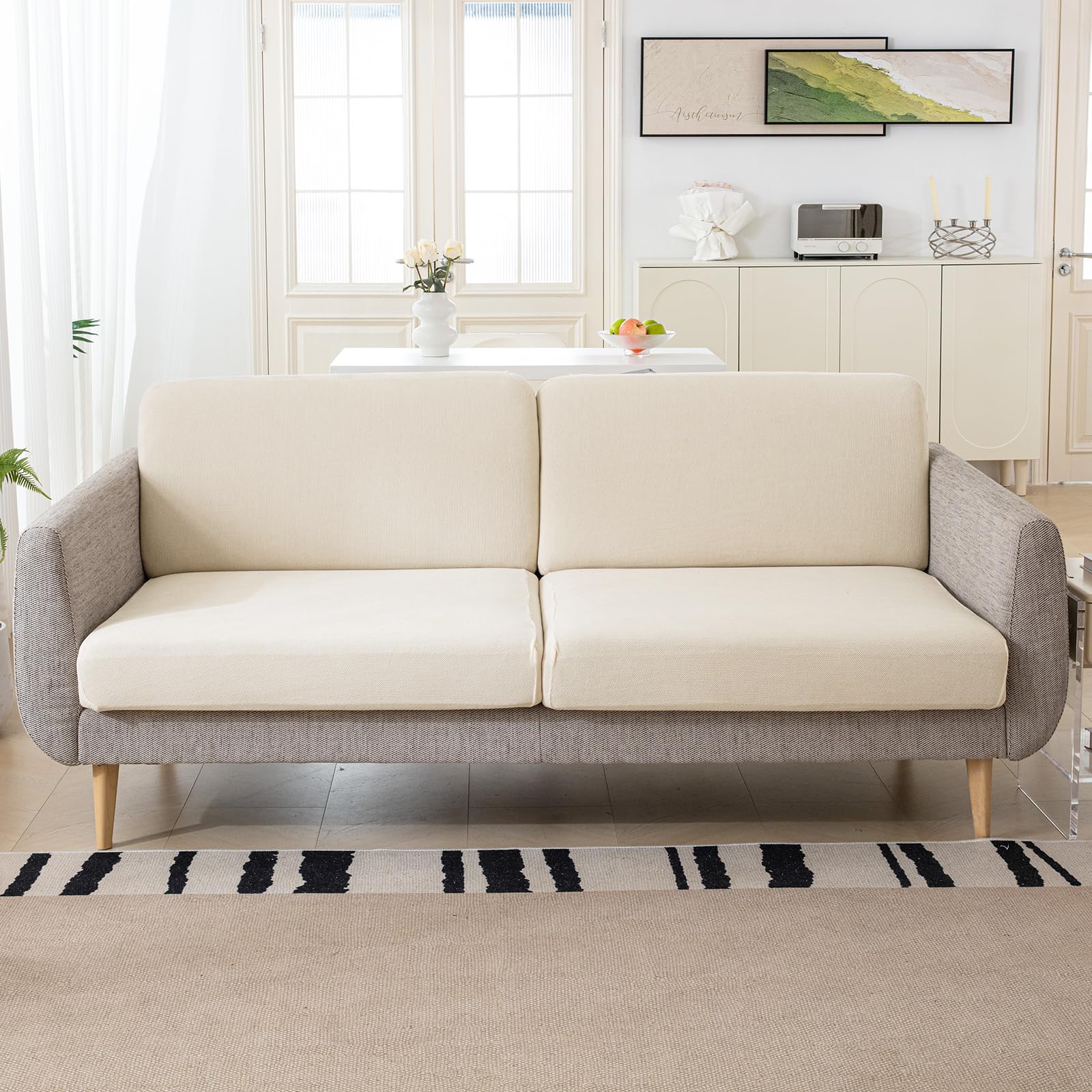 Couch Cushion Covers Individual Large Super Stretch Chenille (Sturdier Version) Sofa Cushion Covers, Couch Seat Covers Couch Slipcovers Furniture Protector (3 Piece Seat Cushion Covers)