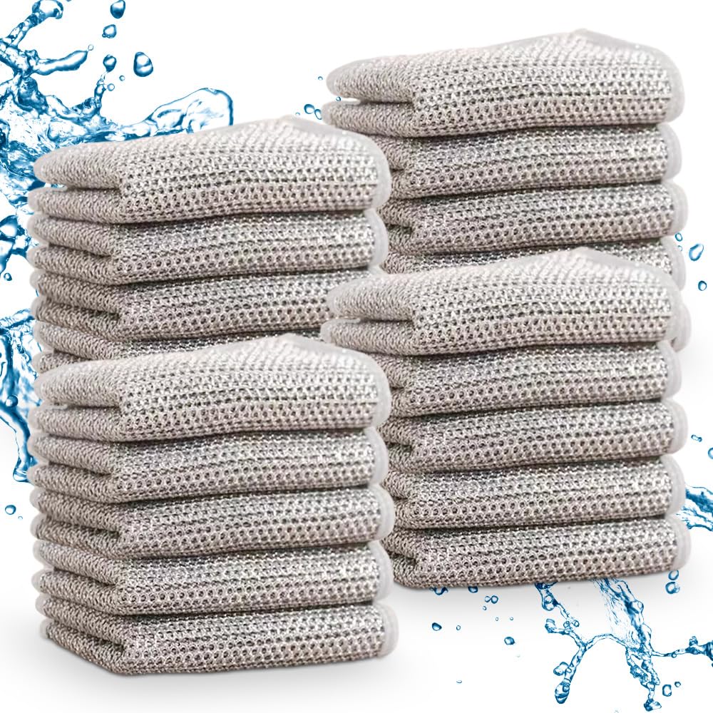 改Multipurpose Wire Dishwashing Rags for Wet and Dry, 2023 New Multifunctional Non Scratch Metal Wire Dishcloth, Reusable Premium Metal Scrubbing Pads Sponge Clean for Home Kitchen Cooktop (5PCS)