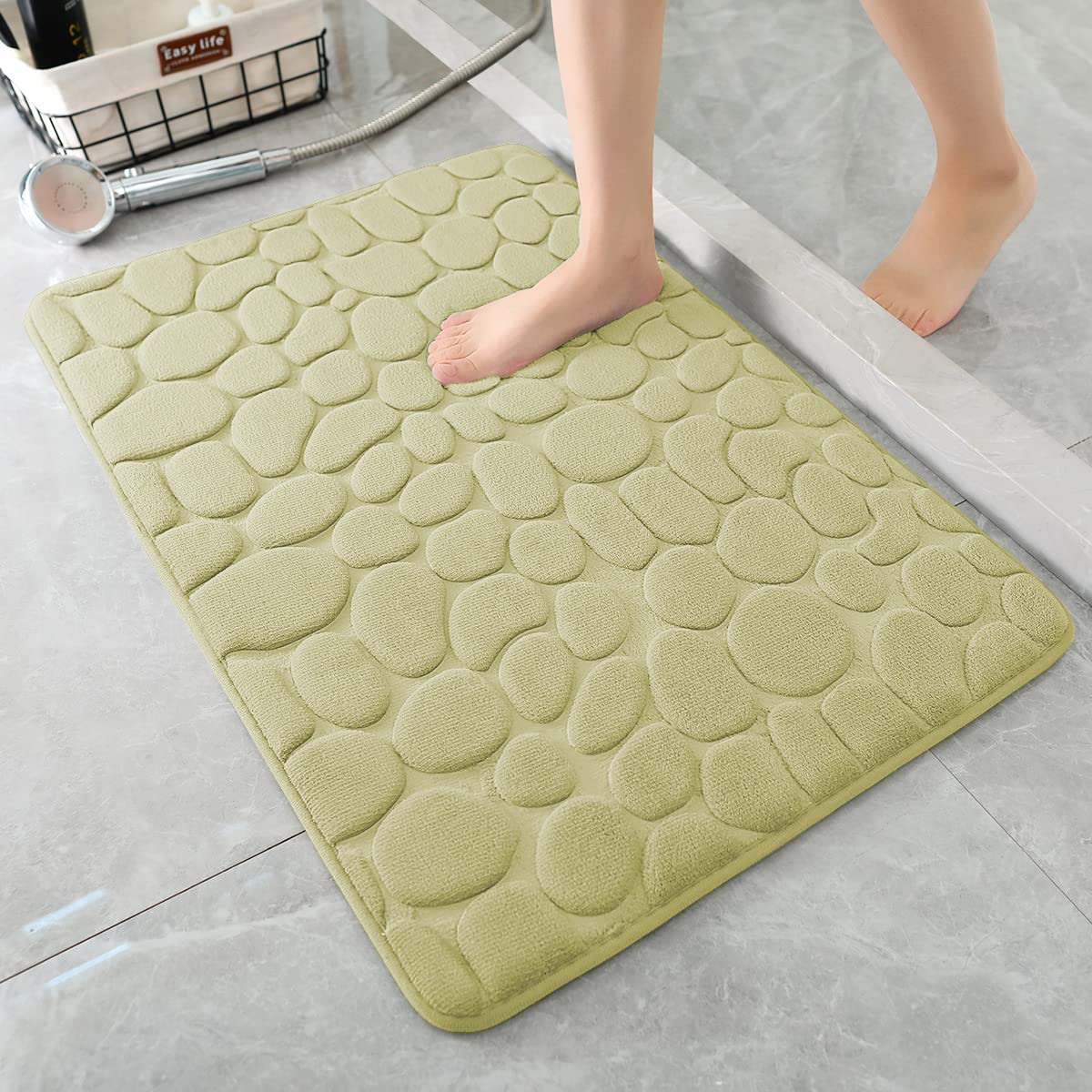 Memory Foam Bath Mat Cobblestone Bathroom Rugs Super Water Absorbent Machine Washable Bath Rugs