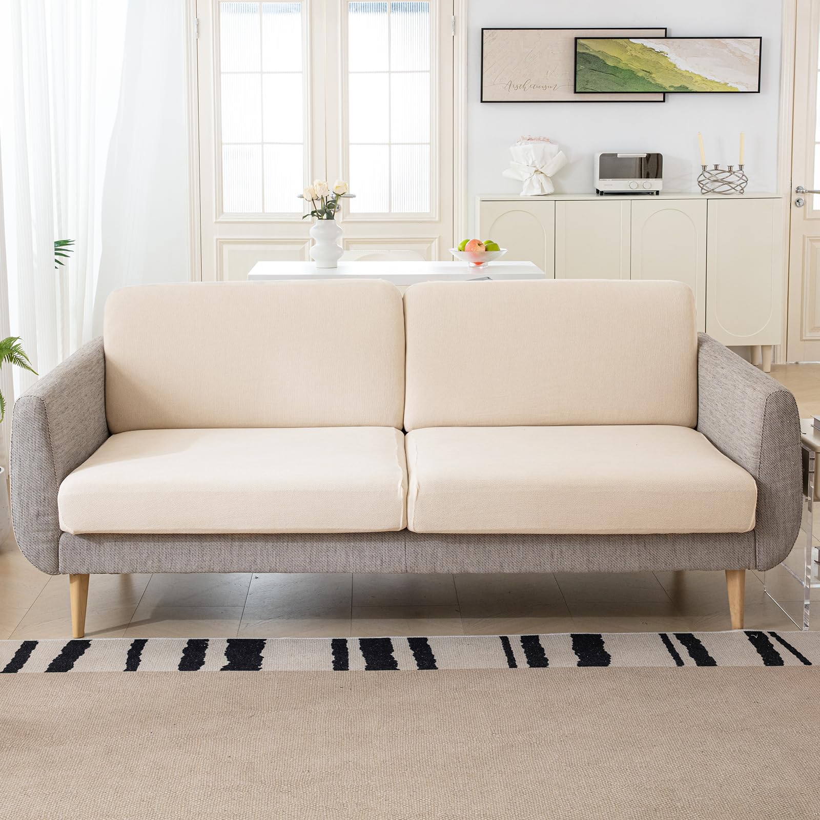 Couch Cushion Covers Individual Large Super Stretch Chenille (Sturdier Version) Sofa Cushion Covers, Couch Seat Covers Couch Slipcovers Furniture Protector (3 Piece Seat Cushion Covers)