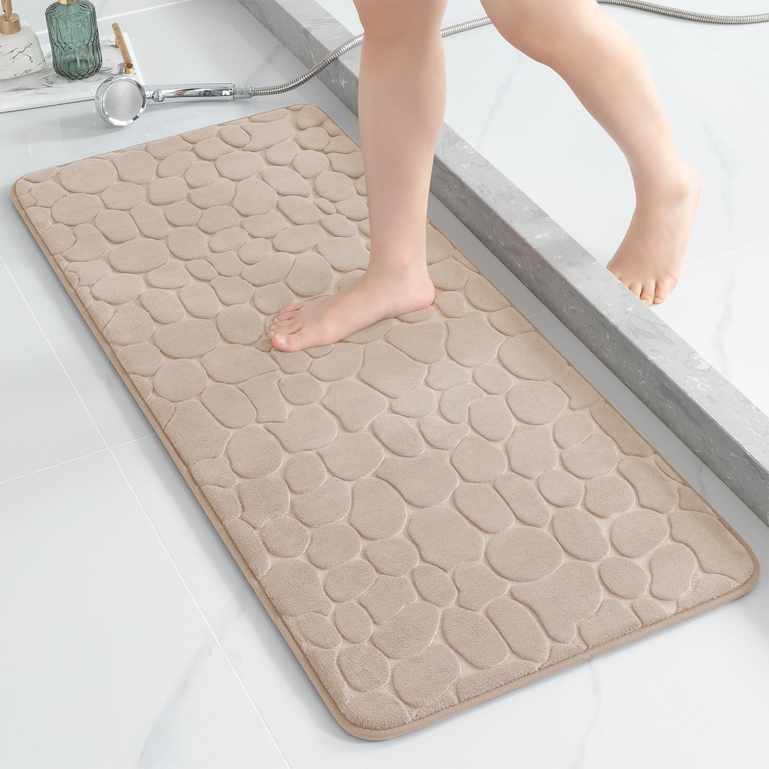 Memory Foam Bath Mat Cobblestone Bathroom Rugs Super Water Absorbent Machine Washable Bath Rugs