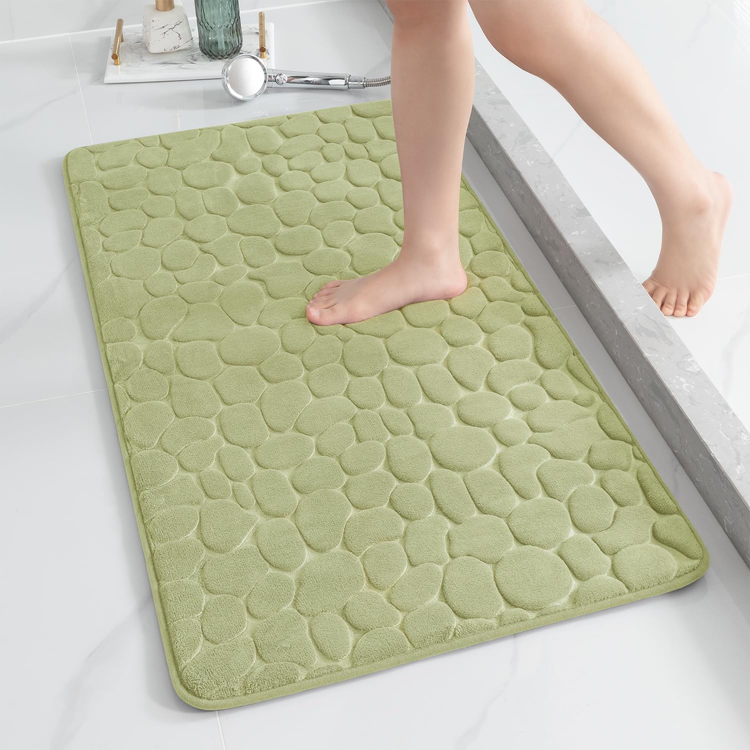 Memory Foam Bath Mat Cobblestone Bathroom Rugs Super Water Absorbent Machine Washable Bath Rugs
