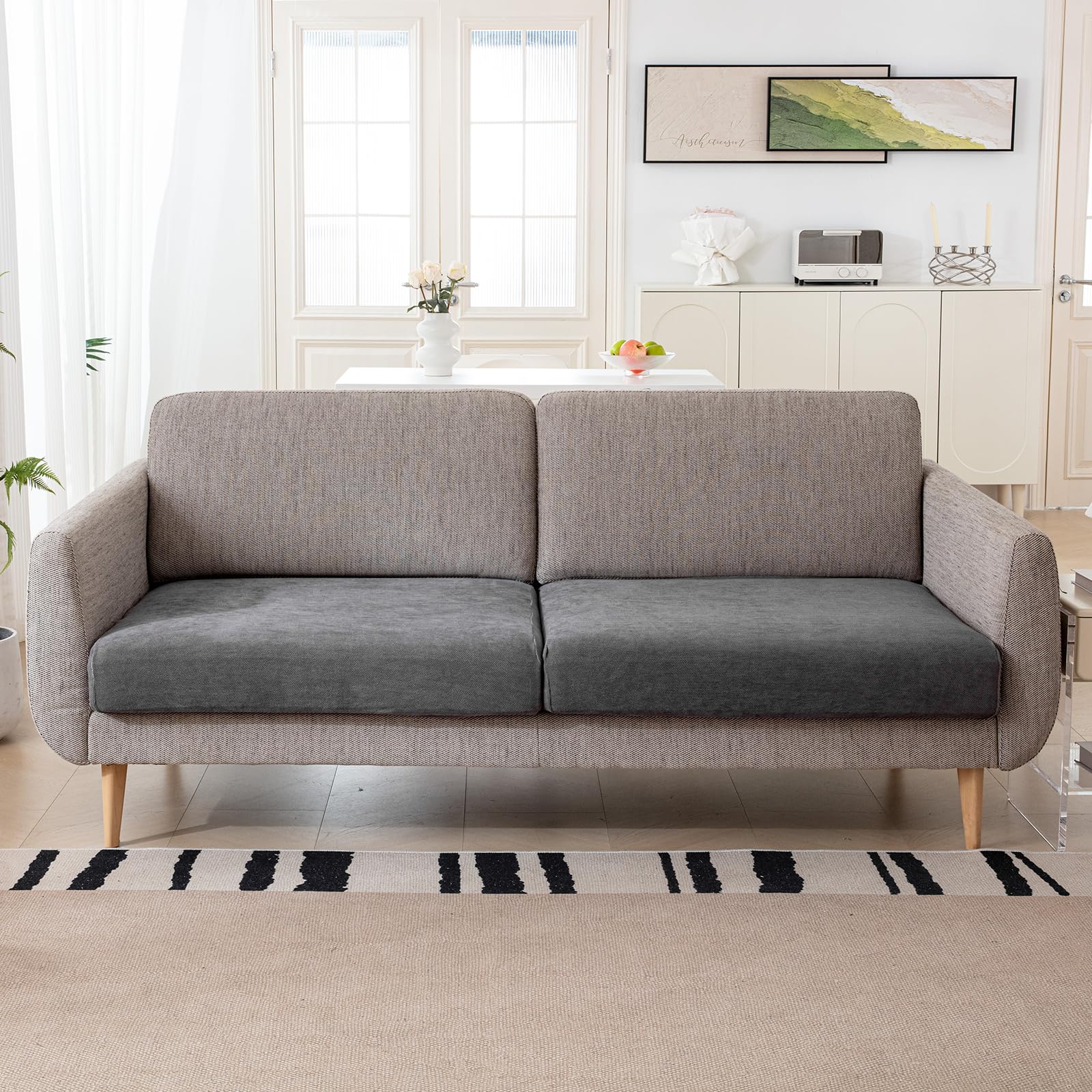 Couch Cushion Covers Individual Large Super Stretch Chenille (Sturdier Version) Sofa Cushion Covers, Couch Seat Covers Couch Slipcovers Furniture Protector (3 Piece Seat Cushion Covers)