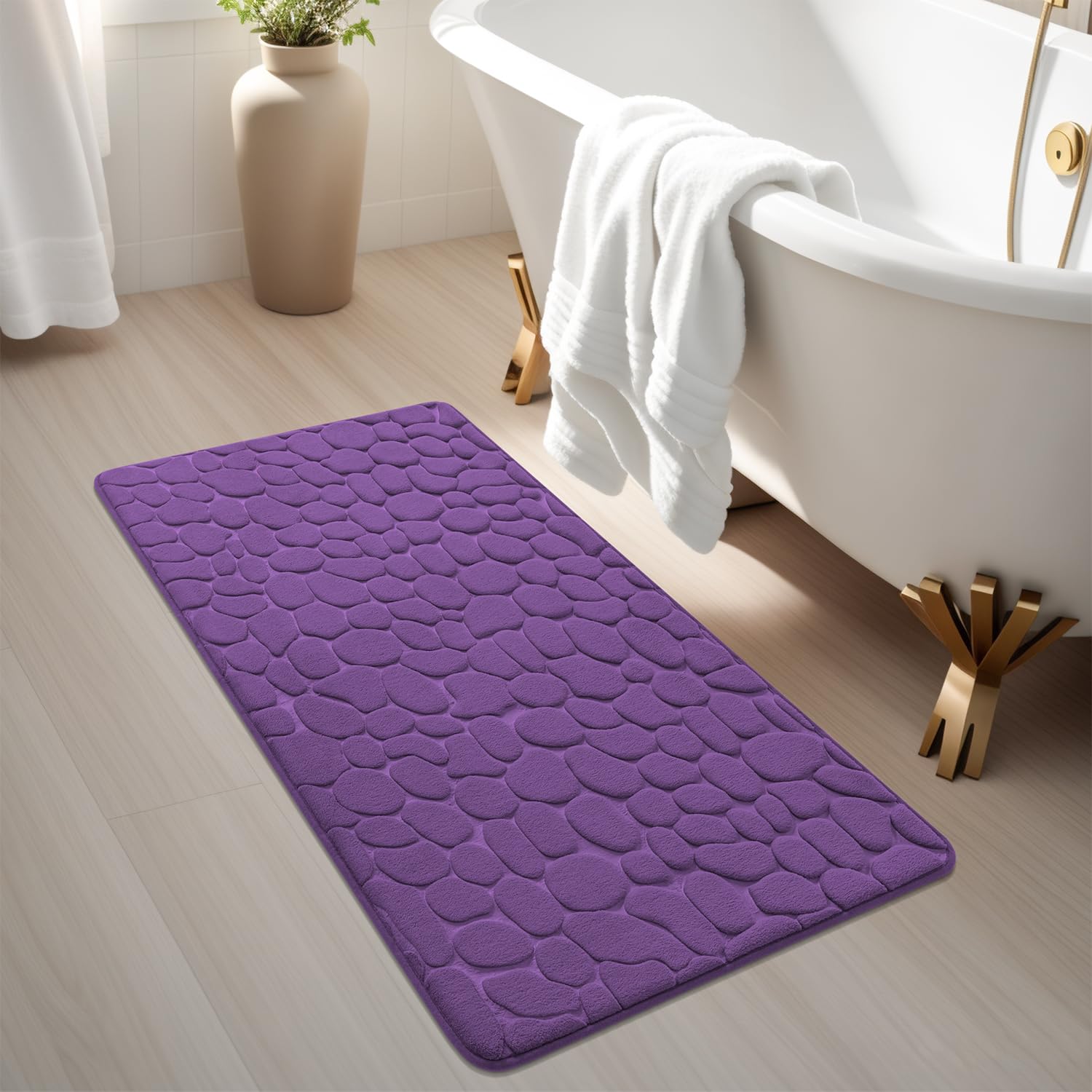 Memory Foam Bath Mat Cobblestone Bathroom Rugs Super Water Absorbent Machine Washable Bath Rugs