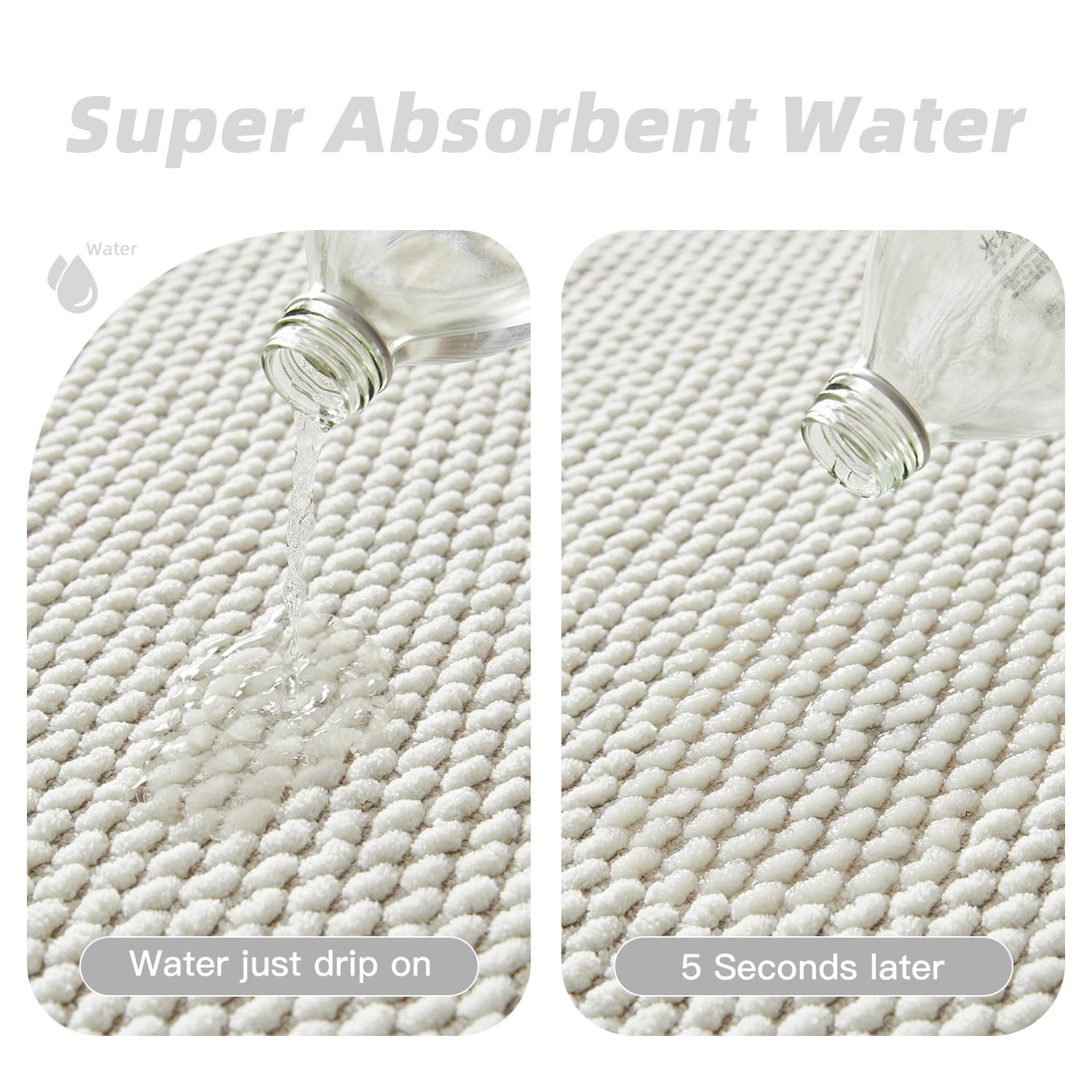 改Bathroom Toilet Rug, Chenille Bathroom Mat for Toilet Mat, Non Slip Absorbent Bath Rug, Washable U Shap Mat Contour Bath Rugs for Toilet Base Khaki 20"*24"