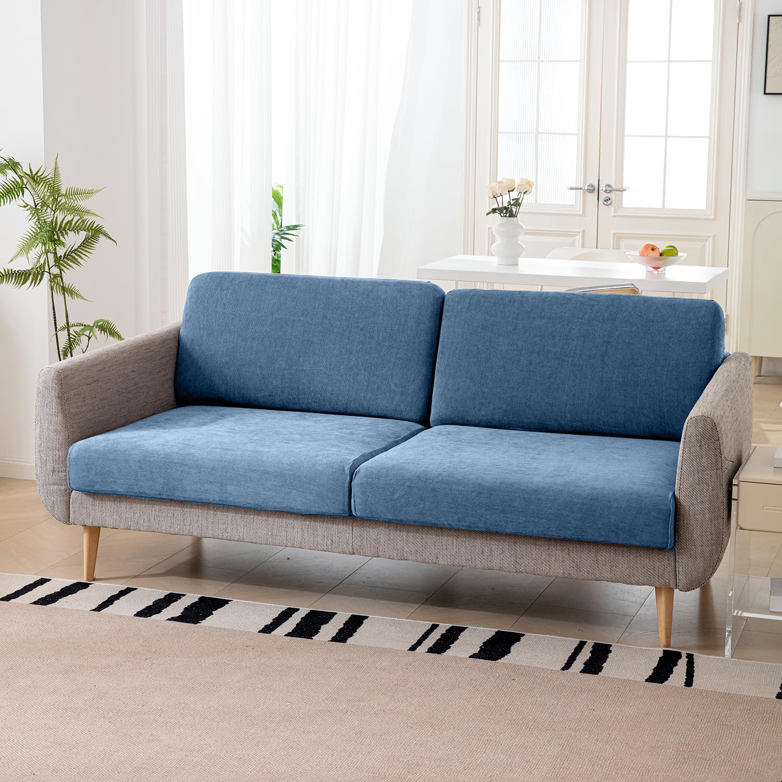 Couch Cushion Covers Individual Large Super Stretch Chenille (Sturdier Version) Sofa Cushion Covers, Couch Seat Covers Couch Slipcovers Furniture Protector (3 Piece Seat Cushion Covers)