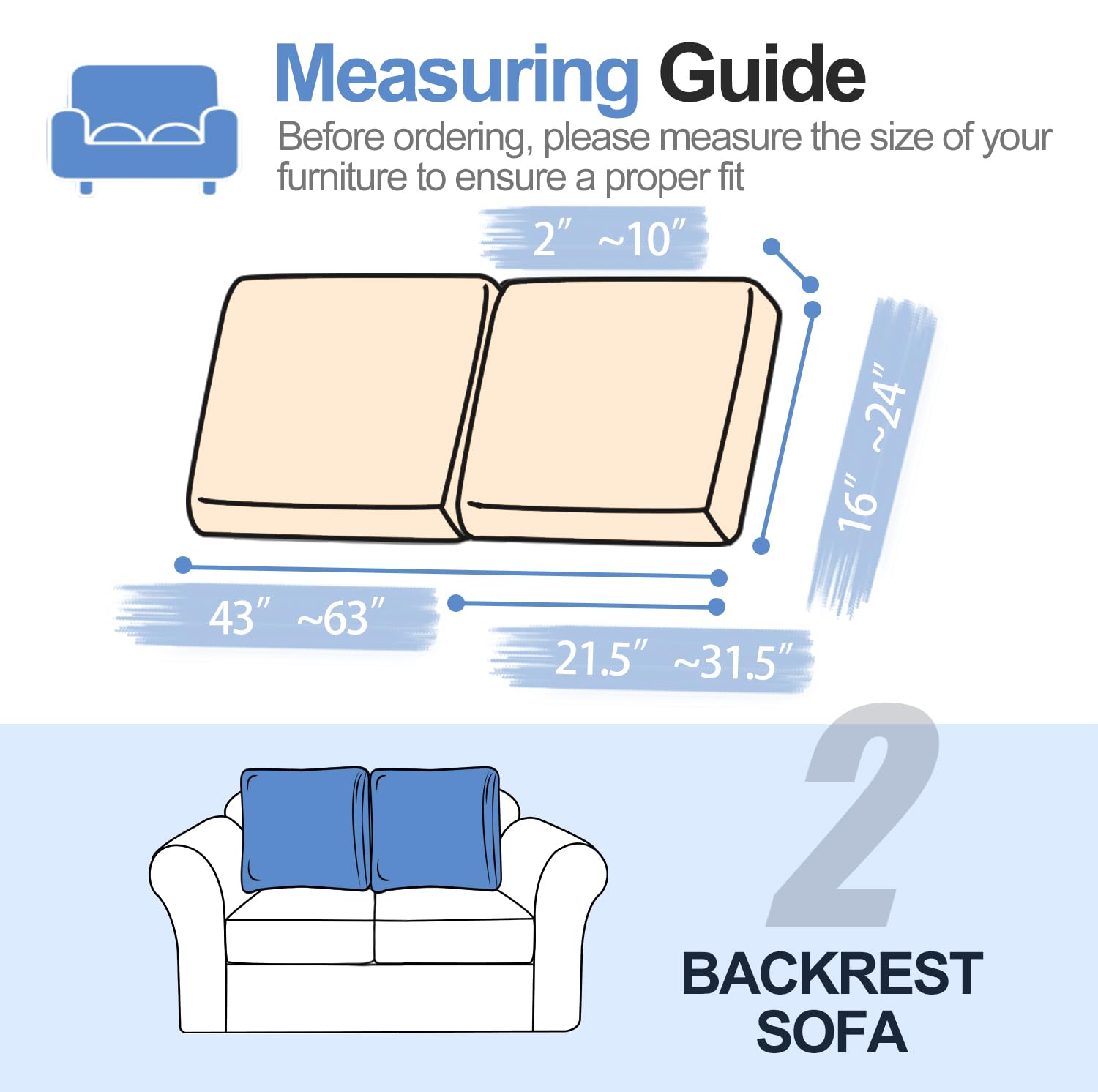 Couch Cushion Covers Individual Large Super Stretch Chenille (Sturdier Version) Sofa Cushion Covers, Couch Seat Covers Couch Slipcovers Furniture Protector (3 Piece Seat Cushion Covers)