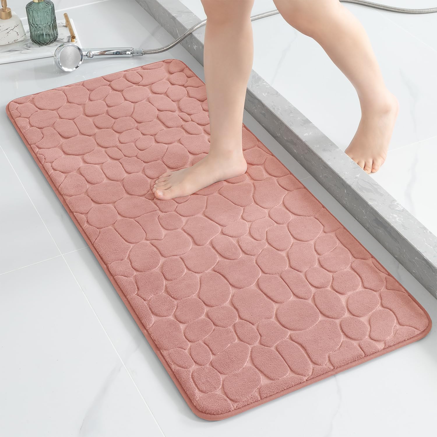 Memory Foam Bath Mat Cobblestone Bathroom Rugs Super Water Absorbent Machine Washable Bath Rugs