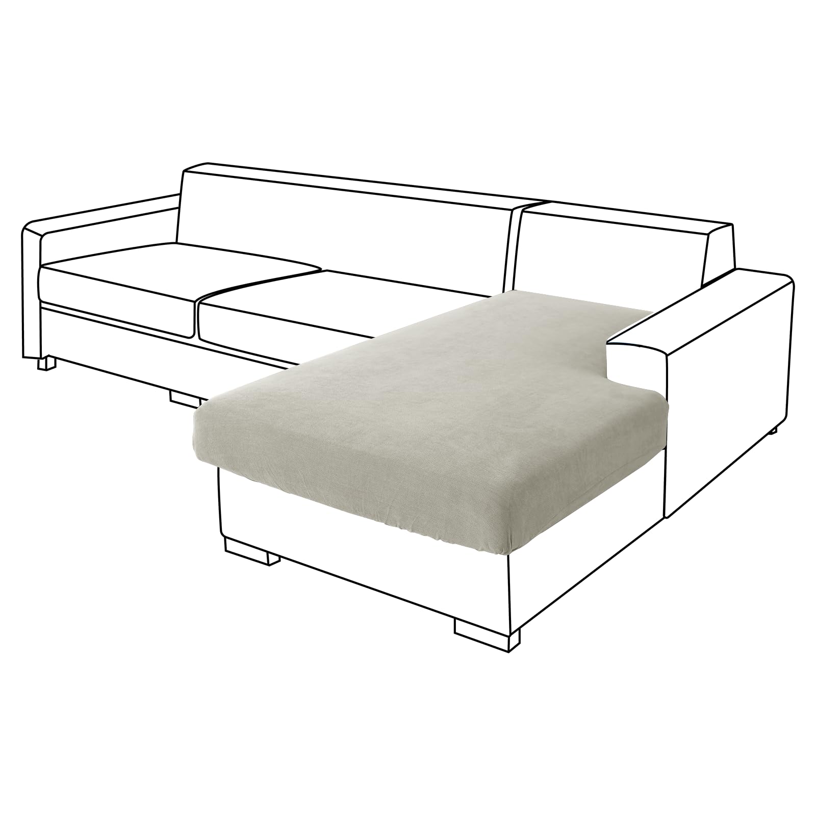 Couch Cushion Covers Individual Large Super Stretch Chenille (Sturdier Version) Sofa Cushion Covers, Couch Seat Covers Couch Slipcovers Furniture Protector (3 Piece Seat Cushion Covers)