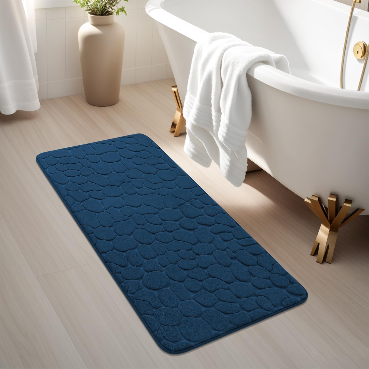 Memory Foam Bath Mat Cobblestone Bathroom Rugs Super Water Absorbent Machine Washable Bath Rugs