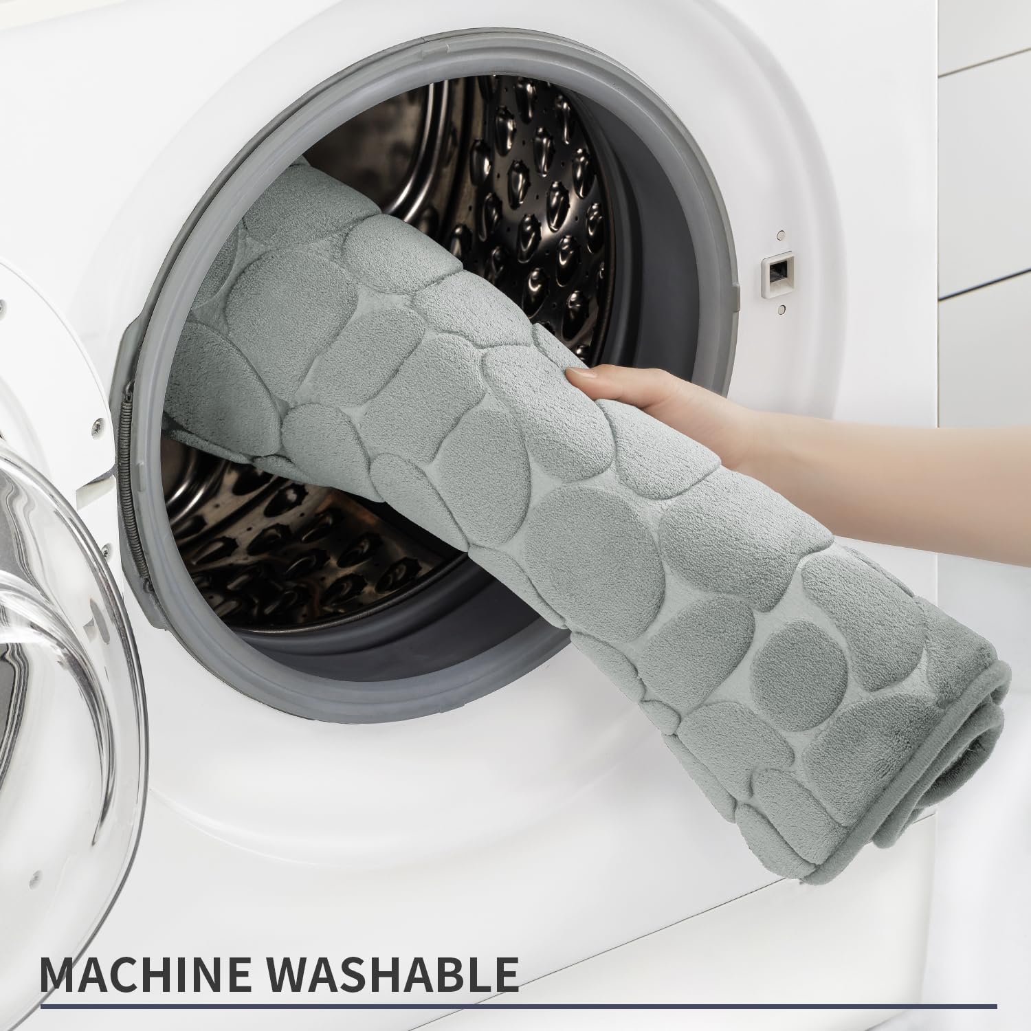 Memory Foam Bath Mat Cobblestone Bathroom Rugs Super Water Absorbent Machine Washable Bath Rugs