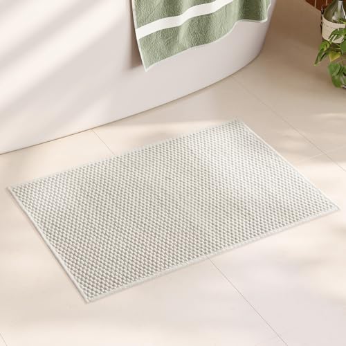 Chenille Bathroom Mat for Toilet Mat, Non Slip Absorbent Bath Rug, Washable U Shap Mat Contour Bath Rugs for Toilet Base Khaki