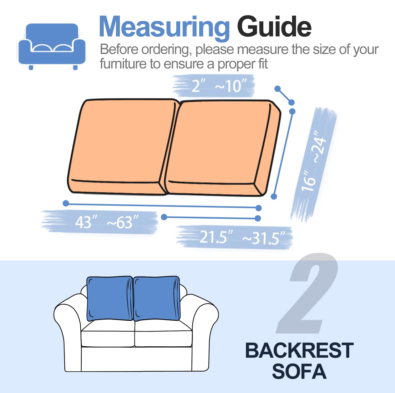 Couch Cushion Covers Individual Large Super Stretch Chenille (Sturdier Version) Sofa Cushion Covers, Couch Seat Covers Couch Slipcovers Furniture Protector (3 Piece Seat Cushion Covers)