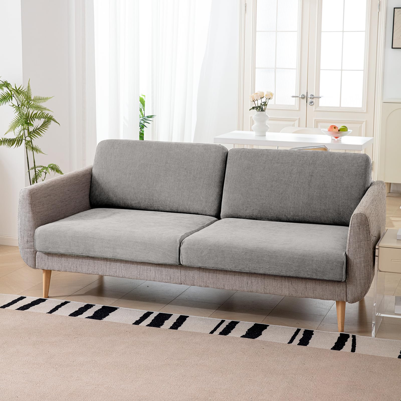 Couch Cushion Covers Individual Large Super Stretch Chenille (Sturdier Version) Sofa Cushion Covers, Couch Seat Covers Couch Slipcovers Furniture Protector (3 Piece Seat Cushion Covers)