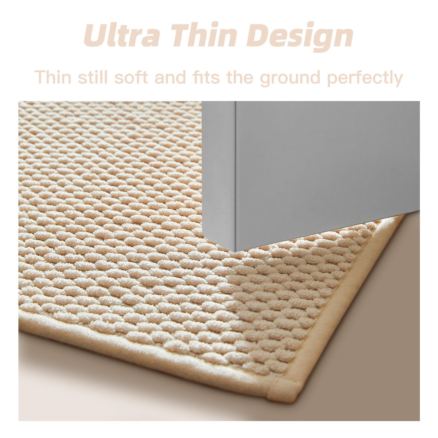 改Bathroom Toilet Rug, Chenille Bathroom Mat for Toilet Mat, Non Slip Absorbent Bath Rug, Washable U Shap Mat Contour Bath Rugs for Toilet Base Khaki 20"*24"