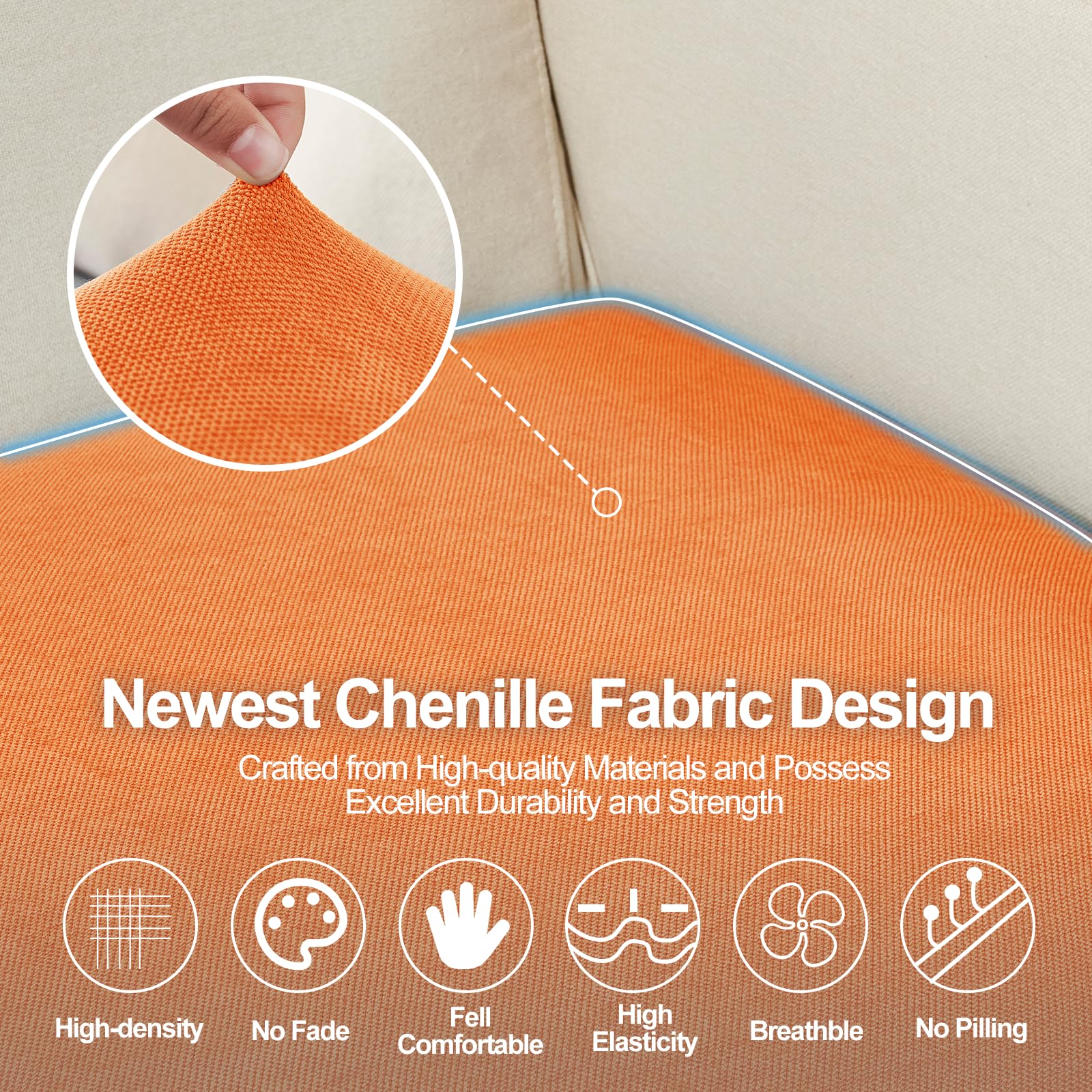 改Couch Cushion Covers Individual Large Super Stretch Chenille (Sturdier Version) Sofa Cushion Covers, Couch Seat Covers Couch Slipcovers Furniture Protector (3 Piece Seat Cushion Covers, Grey)