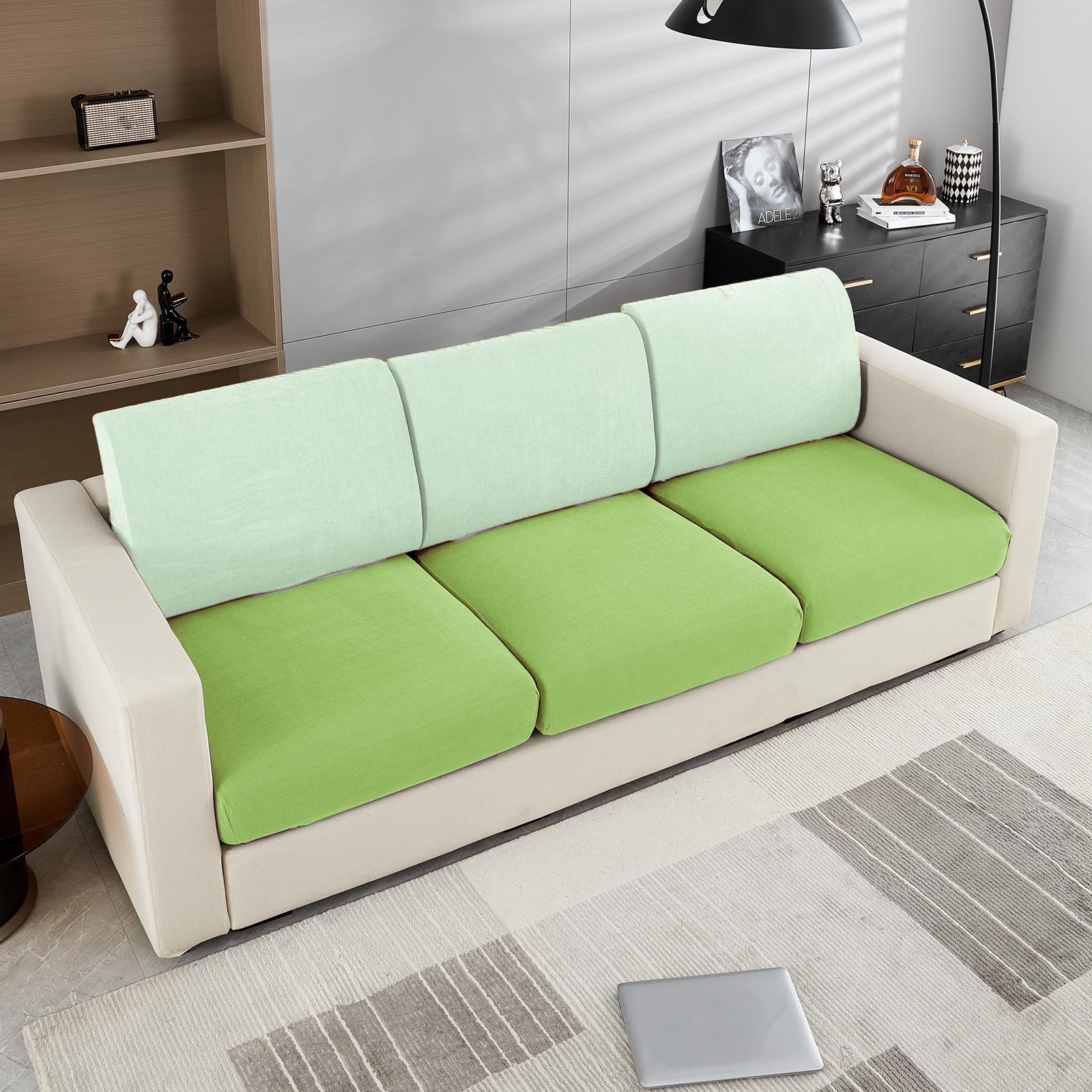 Couch Cushion Covers Individual Large Super Stretch Chenille (Sturdier Version) Sofa Cushion Covers, Couch Seat Covers Couch Slipcovers Furniture Protector (3 Piece Seat Cushion Covers)