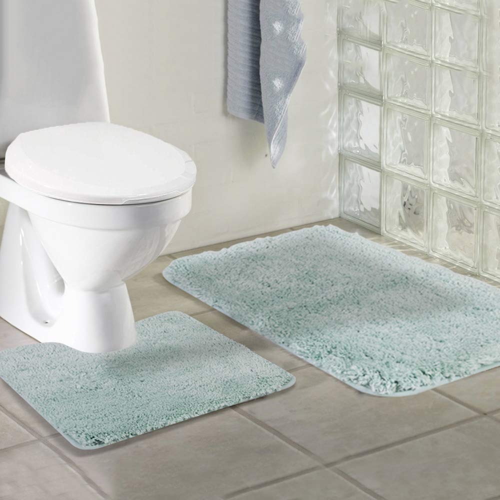 Shaggy 2 Piece Bath Rug Sets 20 x 24 Non Slip,Machine Wash/Dry Plush Absorbent Bath Mats for Bathroom