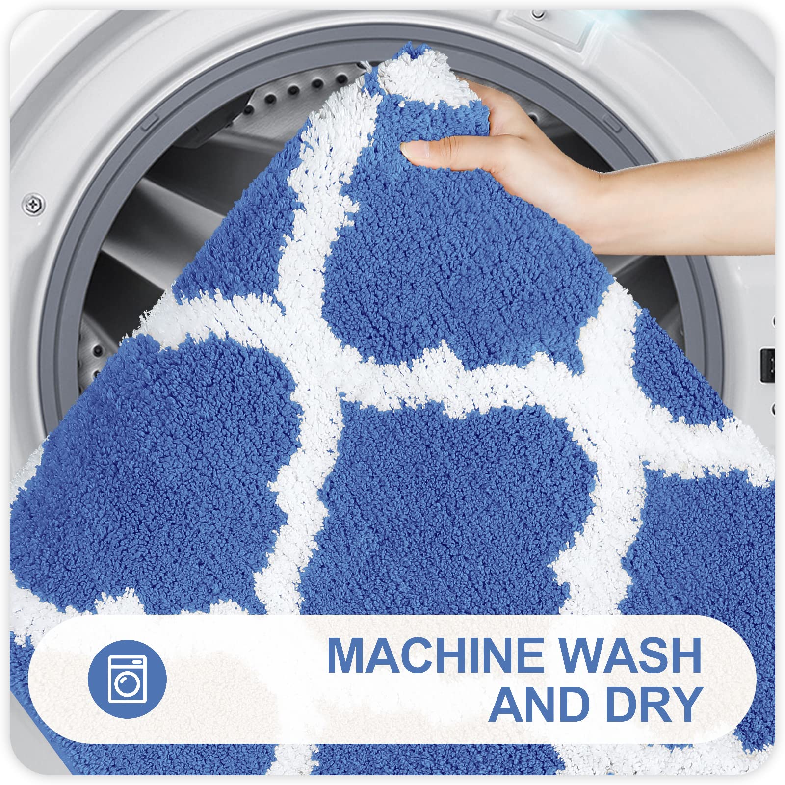 改OLANLY Bathroom Rugs Set 2 Piece Microfiber Bath Shower Mat and U-Shaped Toilet Rug, Machine Wash Dry, Non-Slip Absorbent Shaggy Bath Rug for Tub, Shower and Bath Room (24"x16"+24"x20", Grey)