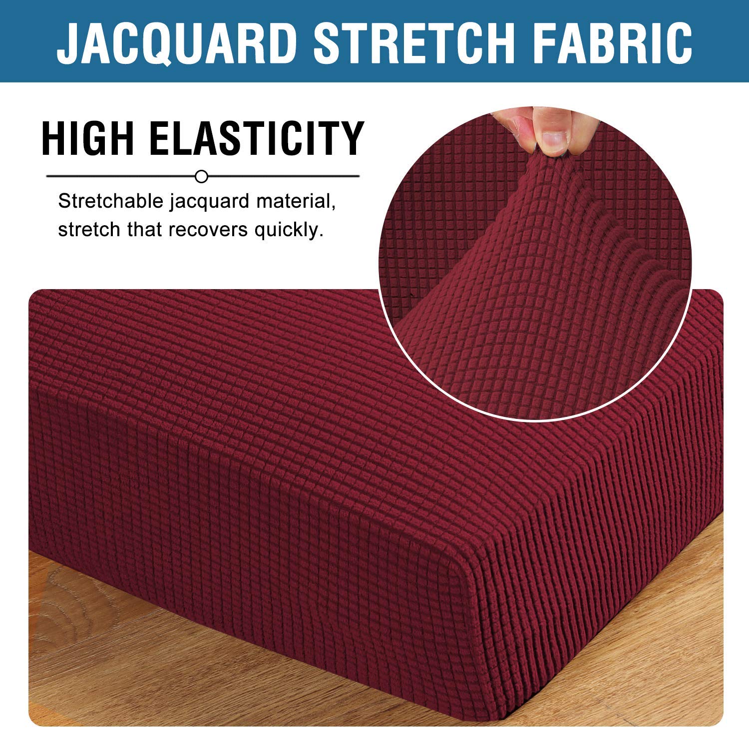 Super Stretch Individual Seat Cushion Covers Sofa Covers Couch Cushion Covers Slipcover Sets Thick Jacquard Textured Twill Fabric (1 Piece Sofa Cushion Cover)