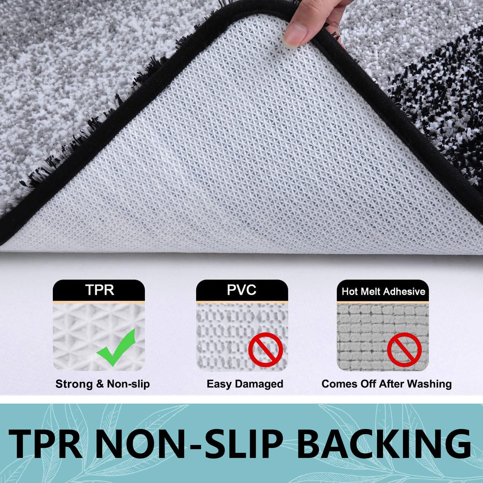 Bathroom Rugs Sets 2 Piece, Shaggy Soft and Absorbent Microfiber Bath Rugs and U-Shaped Contour Toilet Rug, Non-Slip, Machine Washable Dry Bath Mats for Bathroom