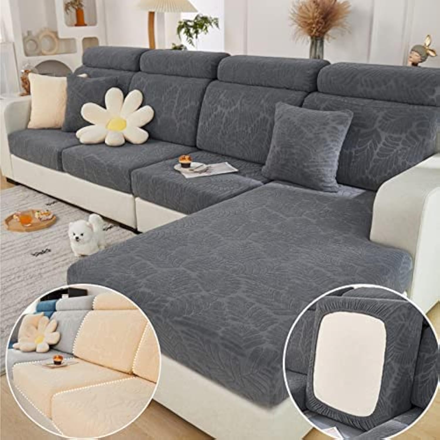 Magic Sofa Covers Couch Covers 2024 New Wear-Resistant Universal Sofa Covers Washable Stretch Couch Cushion Covers Slipcovers for Sectional Sofa (Texture Green,Back Cover M)