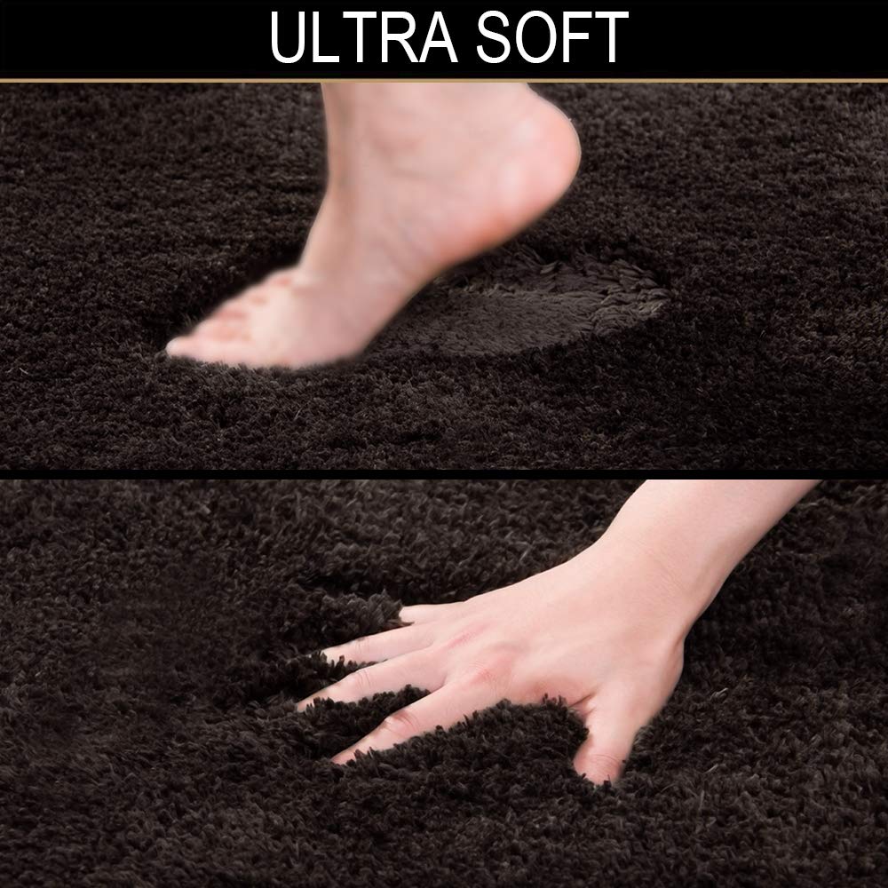 Shaggy 2 Piece Bath Rug Sets 20 x 24 Non Slip,Machine Wash/Dry Plush Absorbent Bath Mats for Bathroom