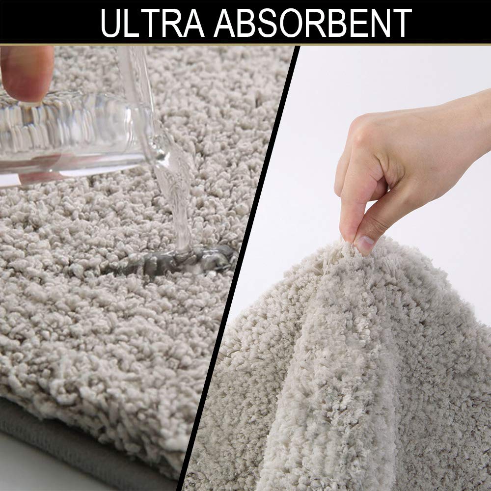 Shaggy 2 Piece Bath Rug Sets 20 x 24 Non Slip,Machine Wash/Dry Plush Absorbent Bath Mats for Bathroom