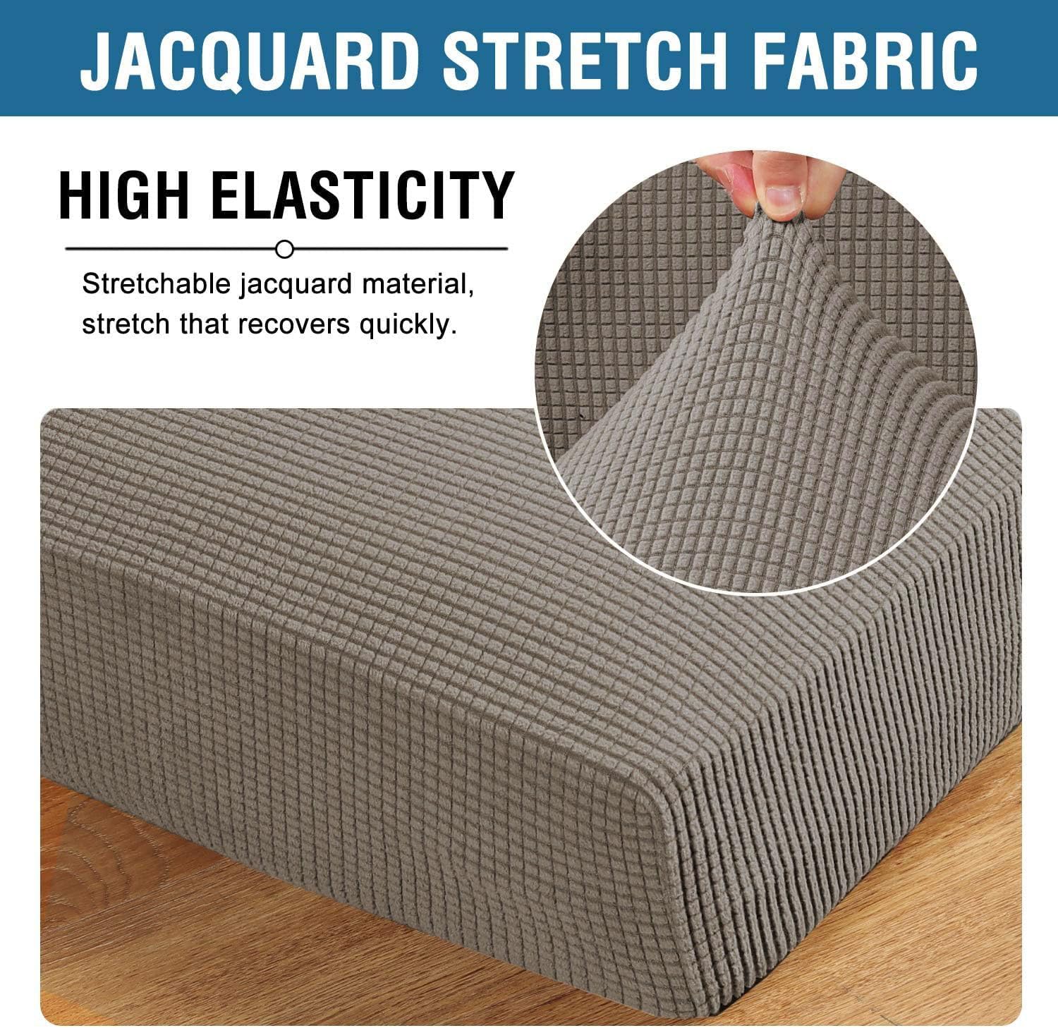 Super Stretch Individual Seat Cushion Covers Sofa Covers Couch Cushion Covers Slipcover Sets Thick Jacquard Textured Twill Fabric (1 Piece Sofa Cushion Cover)